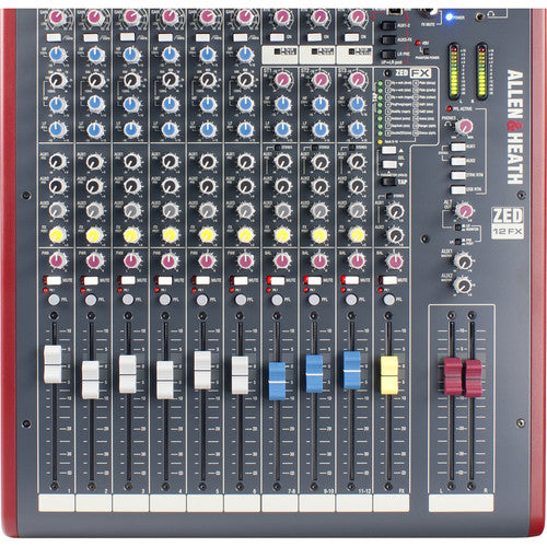 ALLEN & HEATH ZED-12FX Mezclador USB multipropósito de 12 canales con efectos6 entradas de micrófono/línea XLR-1/4" EQ de 2 bandas/HPF en por canal