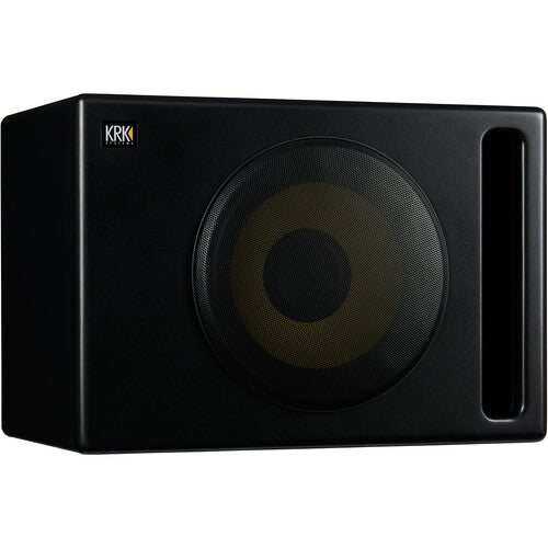KRK S12.4 Subwoofer de estudio autoamplificado, Woofer de aramida 12" potencia 220W, Respuesta de frecuencia: 32 a 139 Hz Color Negro, 1 pieza