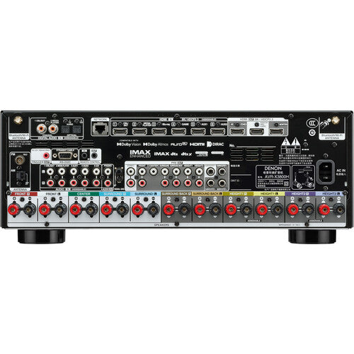 DENON AVR-X3800H Receptor A/V de red de 9.4 canales,105 W por canal, Vídeo HDR de hasta 8K en todas las entradas HDMI, Compatible with HEOS