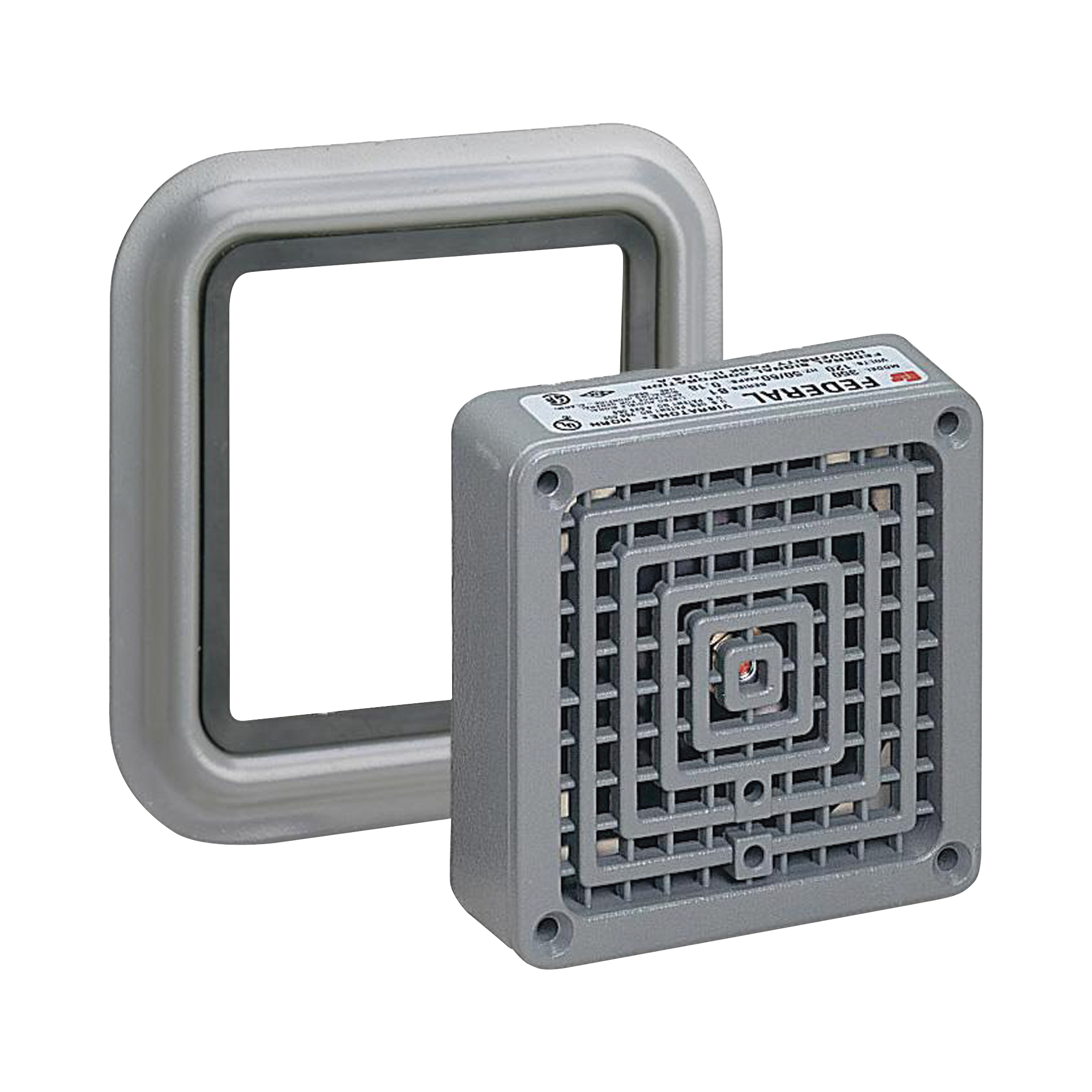 Bocina Vibratone con placa de ajuste, UL y cUL, 24Vca, gris