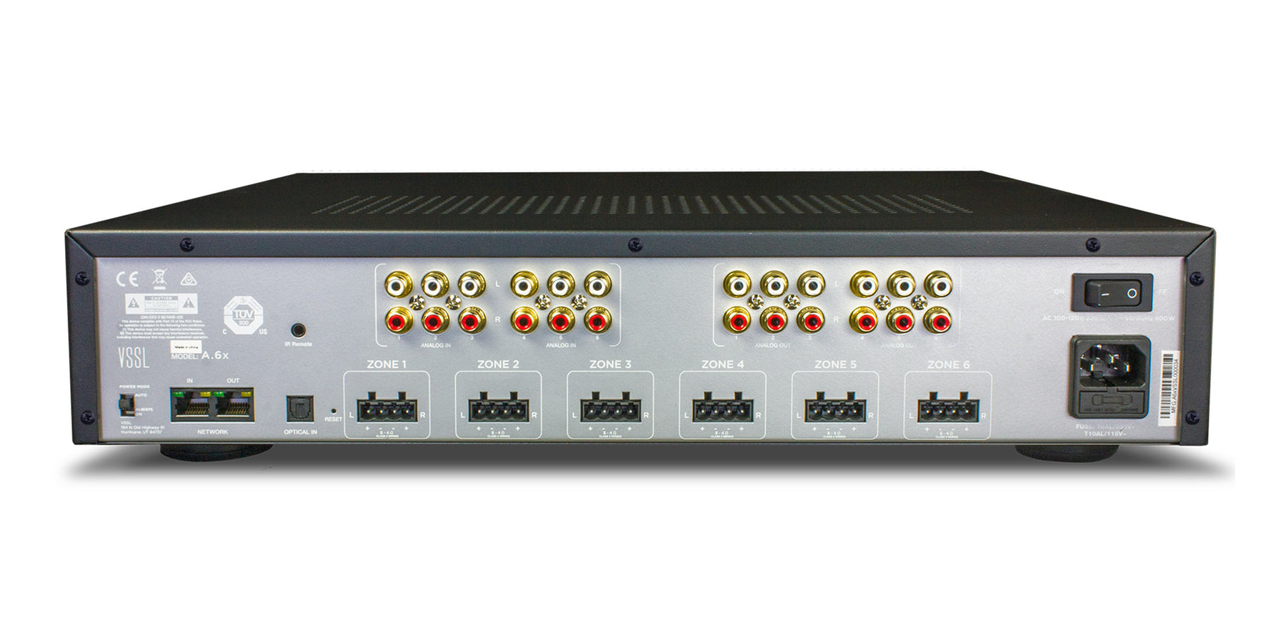 VSSL A6X 6 zonas, Amplificador multizona de 12 canales x50W, con Chromecast incorporado, Airplay, Spotify en cada zona - funciona con GoogleAsst