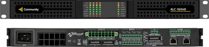 BIAMP Community ALC-1604D Amplificador Controlador de altavoces de 4 canales x 1600 W con DSP y Dante