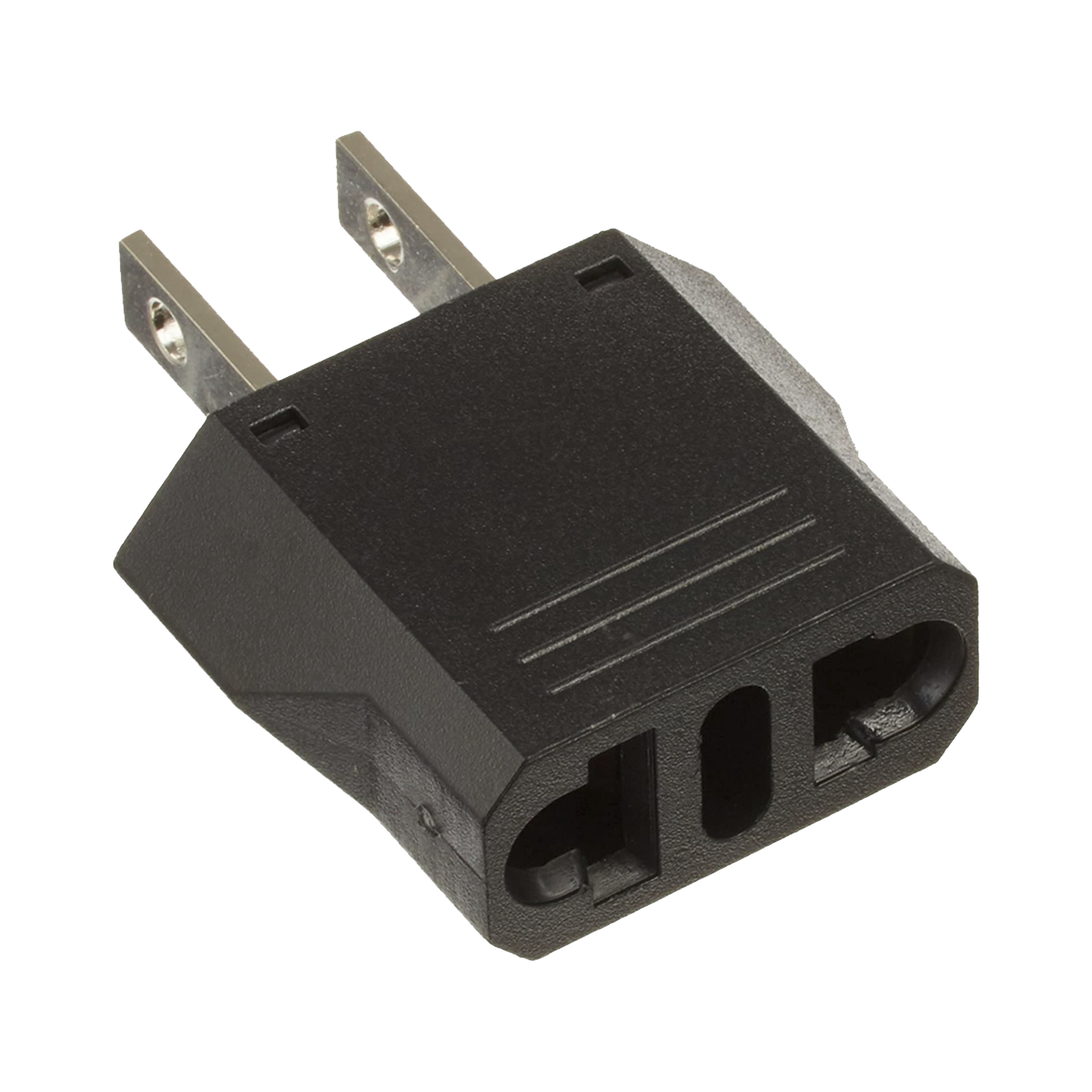Adaptador de enchufe europea a americano, Calidad PREMIUM @ 6 A ; 110 - 250 Vca