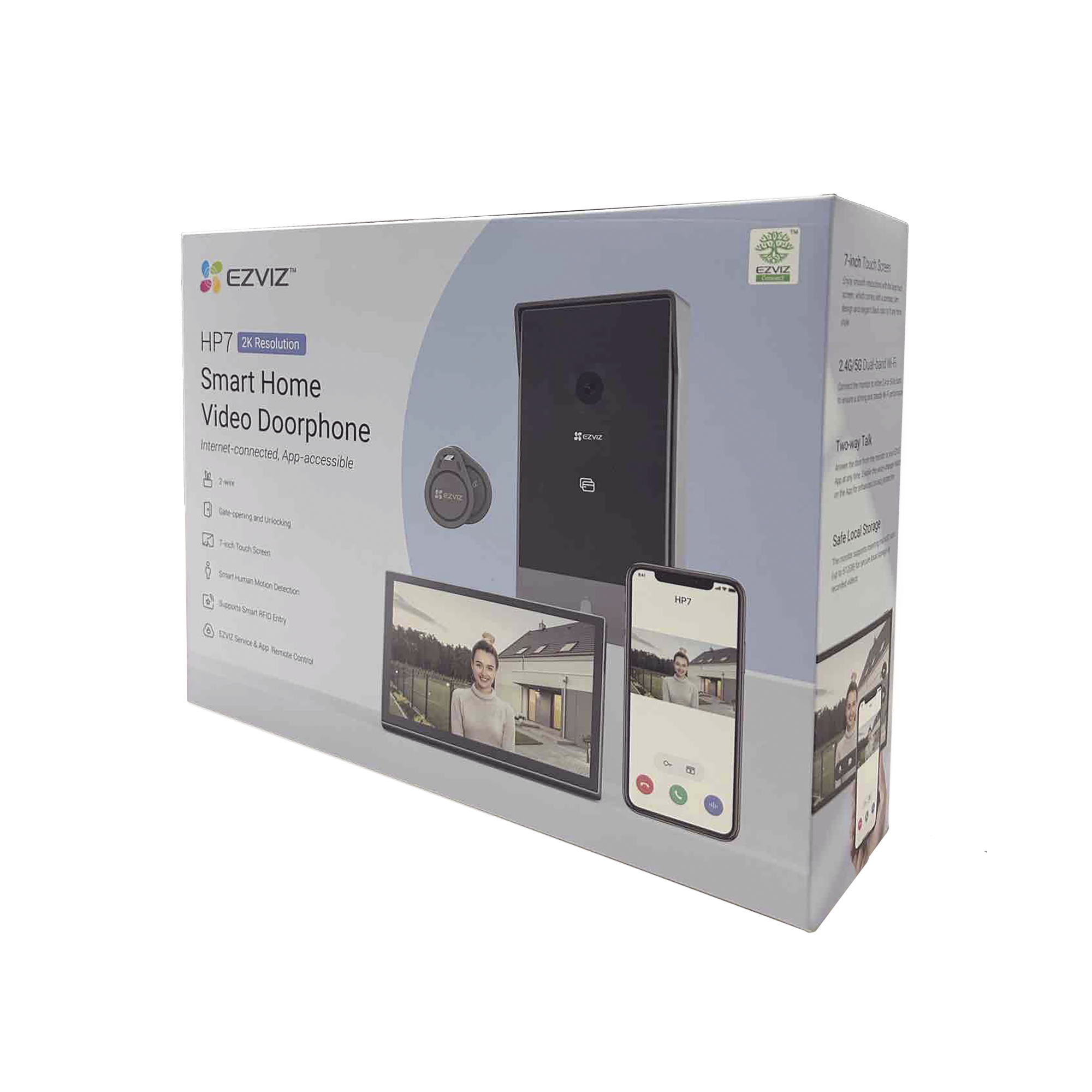 Videoportero IP Conexión a 2 Hilos / Con Monitor Wi-Fi para Interior / Frente de Calle IP65 Uso Exterior Protegido / Cámara 3 Megapíxel / Llamada a la App / Apertura remota / Soporta 2 Puertas / Ranura para MicroSD