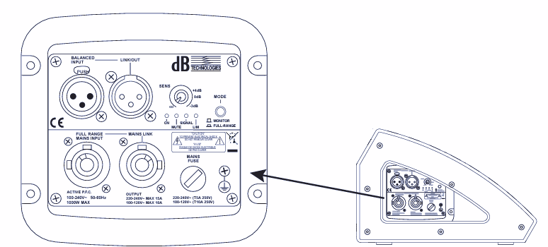 dBTechnologies DVX DM15 Monitor de escenario auto amplificado, Woofer 15" Potencia 750W -1500W pico, Amplificador Clase D Digipro G2 (Bi amplificado)