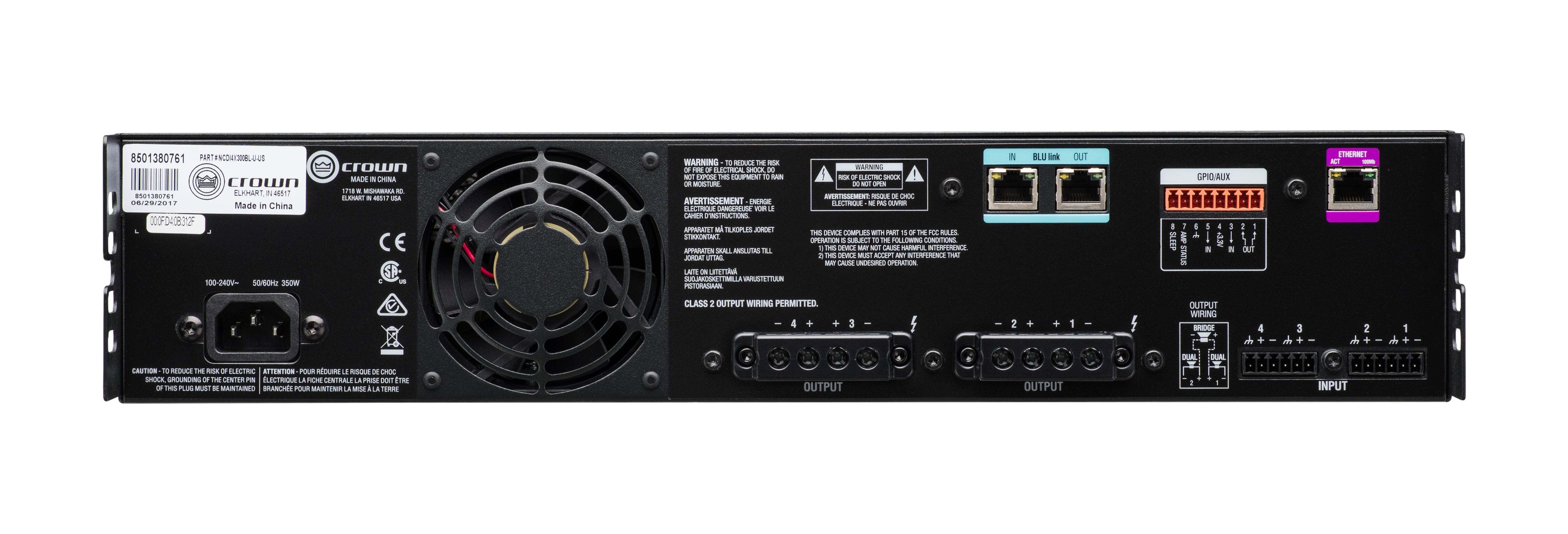 CROWN CDi 4|300BL Amplificador de potencia Entrada analógica, 4 canales, 300W por canal de salida