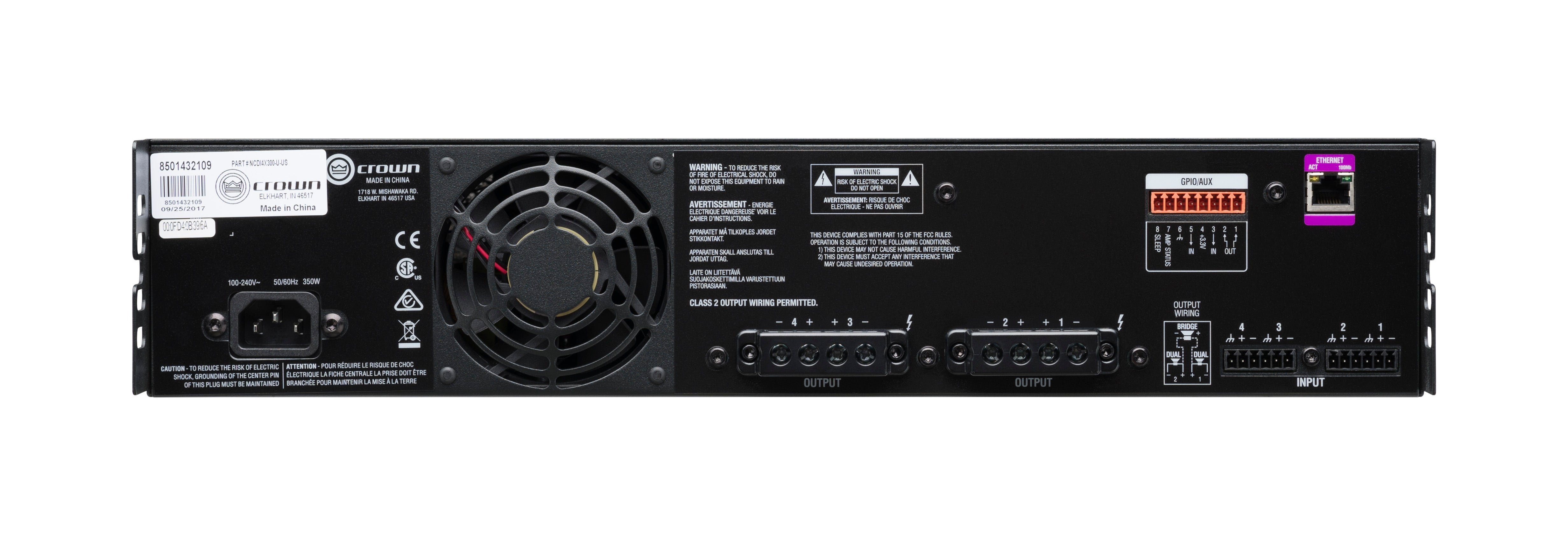 CROWN CDi 4|300 Amplificador de potencia Entrada analógica, 4 canales, 300W por canal de salida
