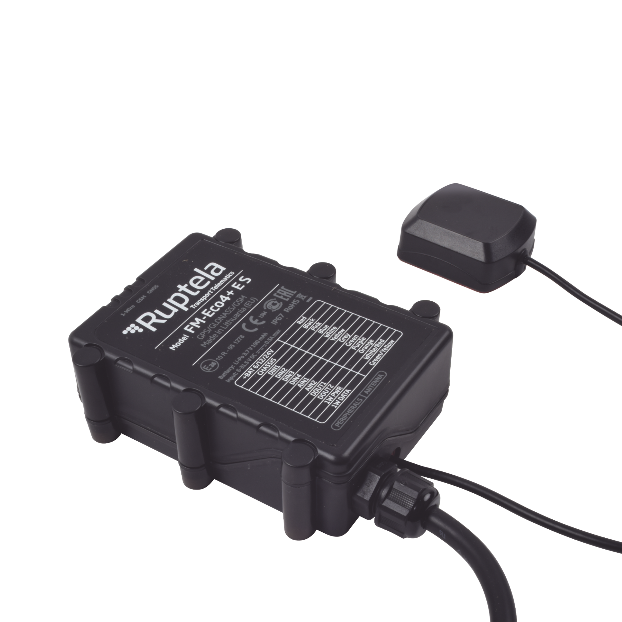 Localizador vehicular 2G con proteccion IP67 y antena satelital externa
