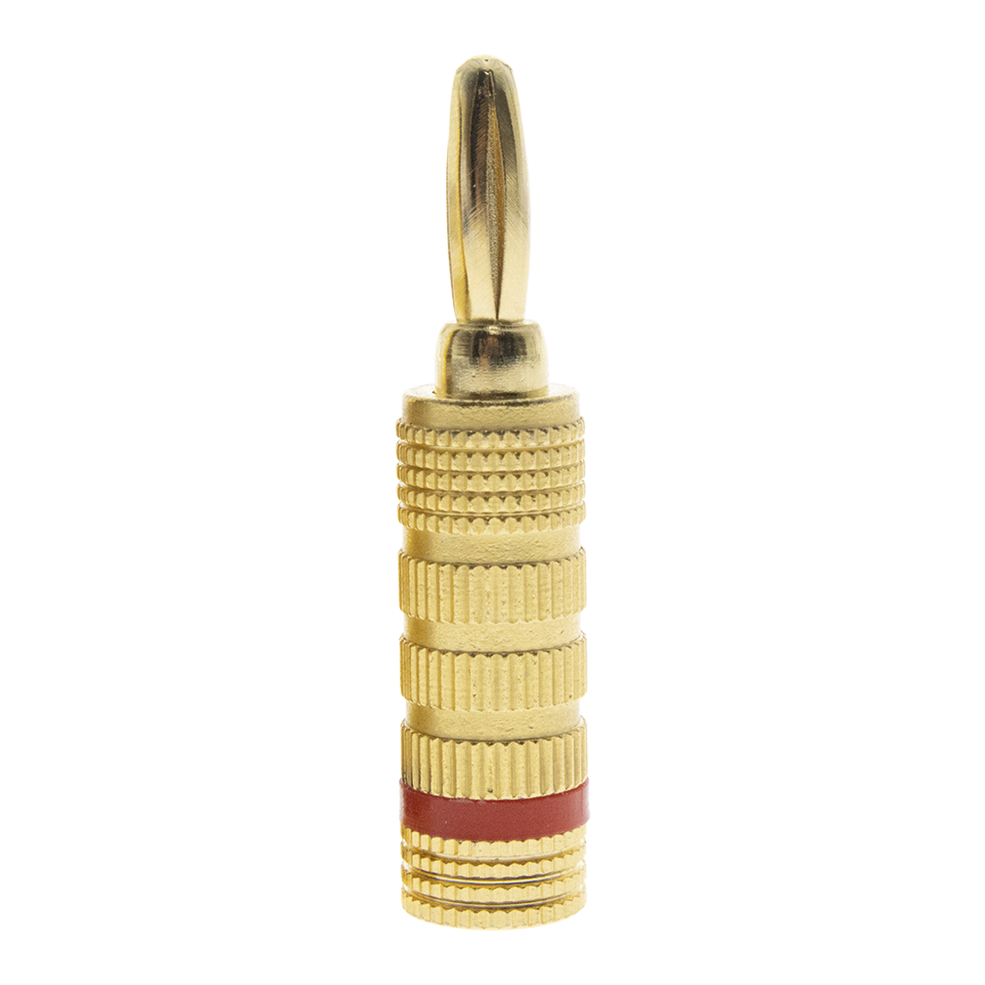 Conector Banana Tipo Tornillo para Bocinas | Instalaciones Profesionales de Audio | Chapado en Oro | Color Rojo (1 Pieza)
