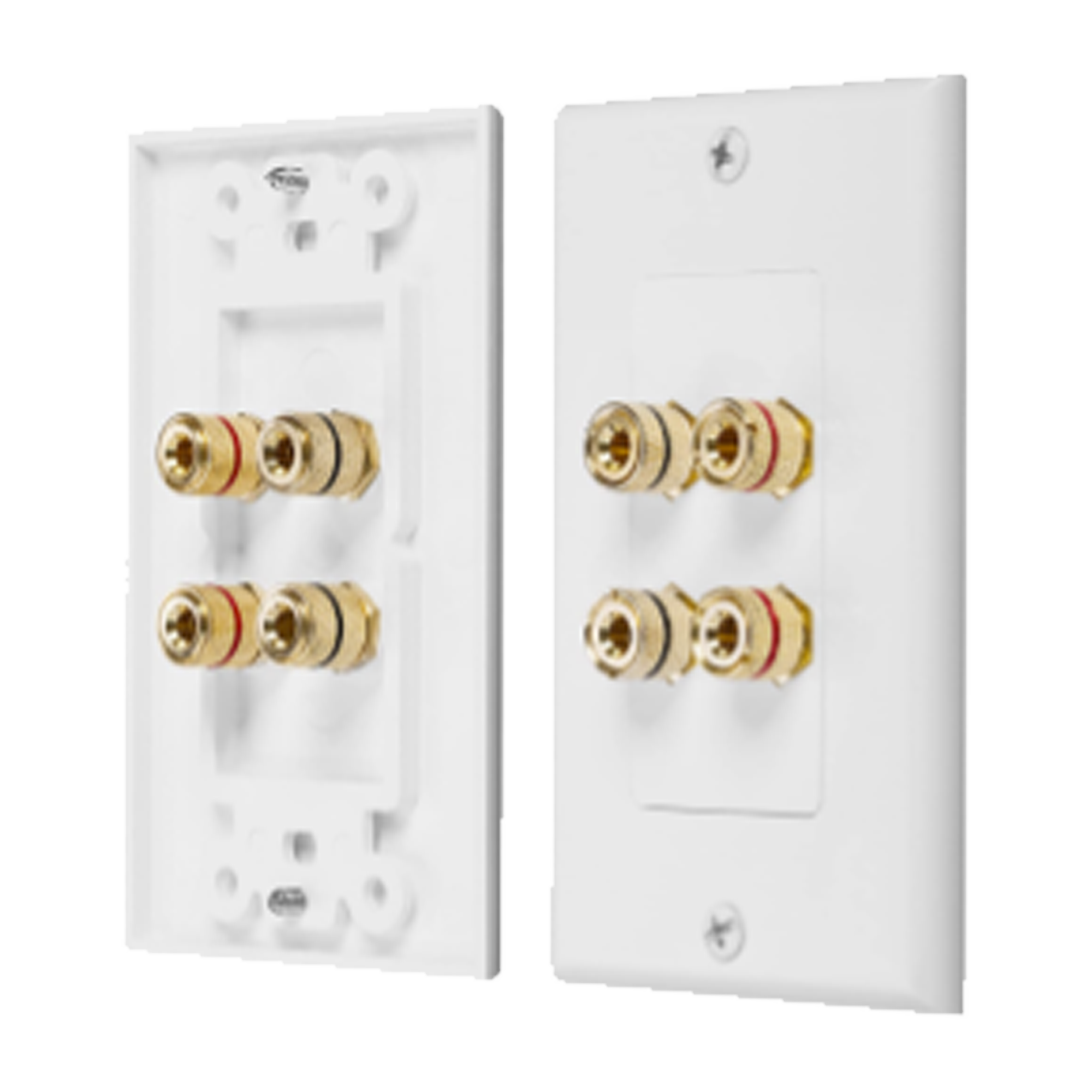 Placa de Pared | Postes de Unión Tipo Banana | Conexión para 2 Altavoces | Fácil Instalación | Conectores Chapados en Oro