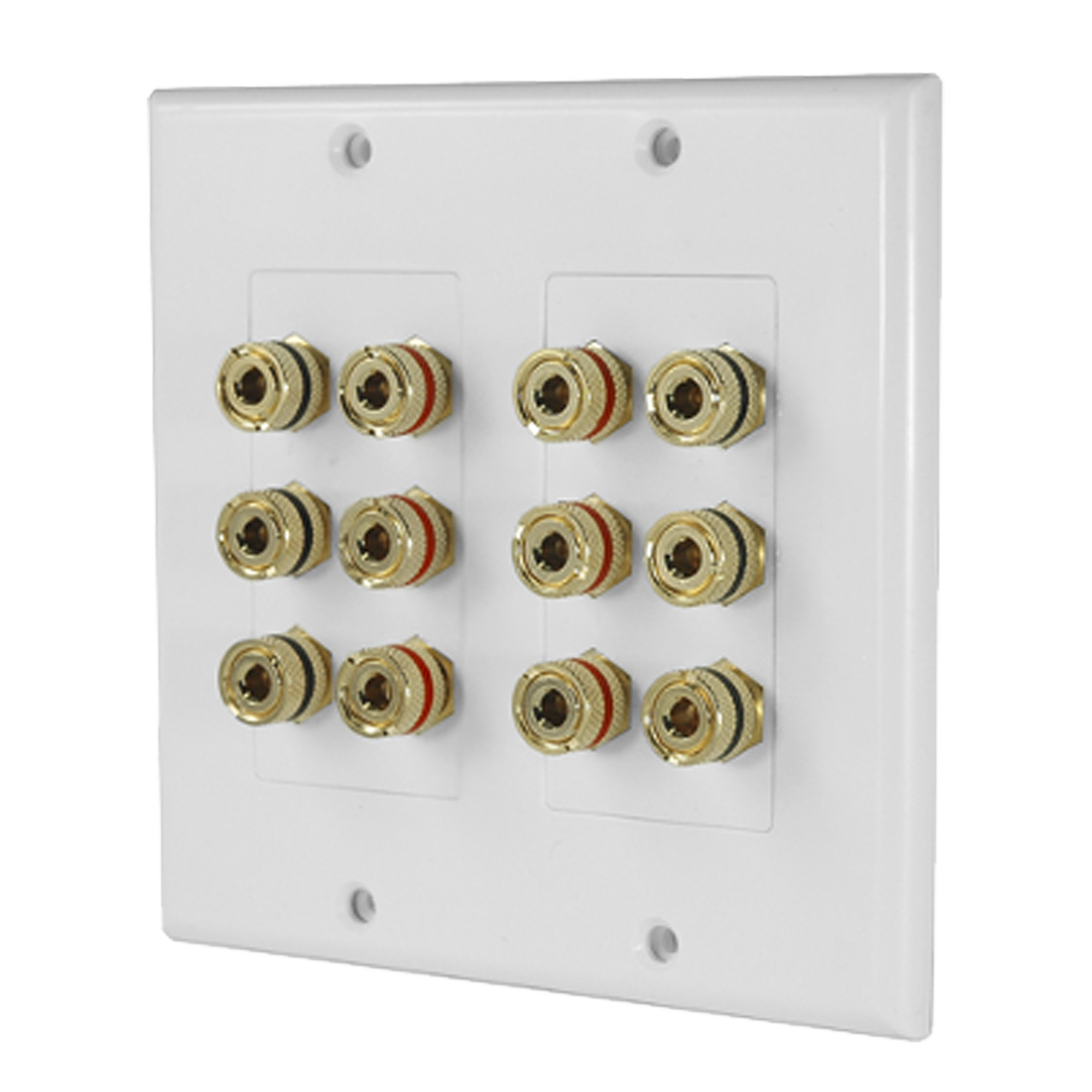 Placa de Pared | Postes de Unión Tipo Banana | Conexión para 6 Altavoces | Fácil Instalación | Conectores Chapados en Oro