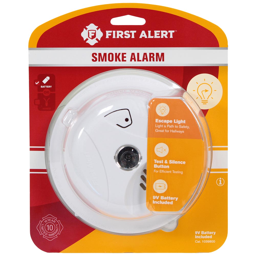 SKU 1039800 Detector de humo con luz de escape, autónomo, batería de 9 Vcd