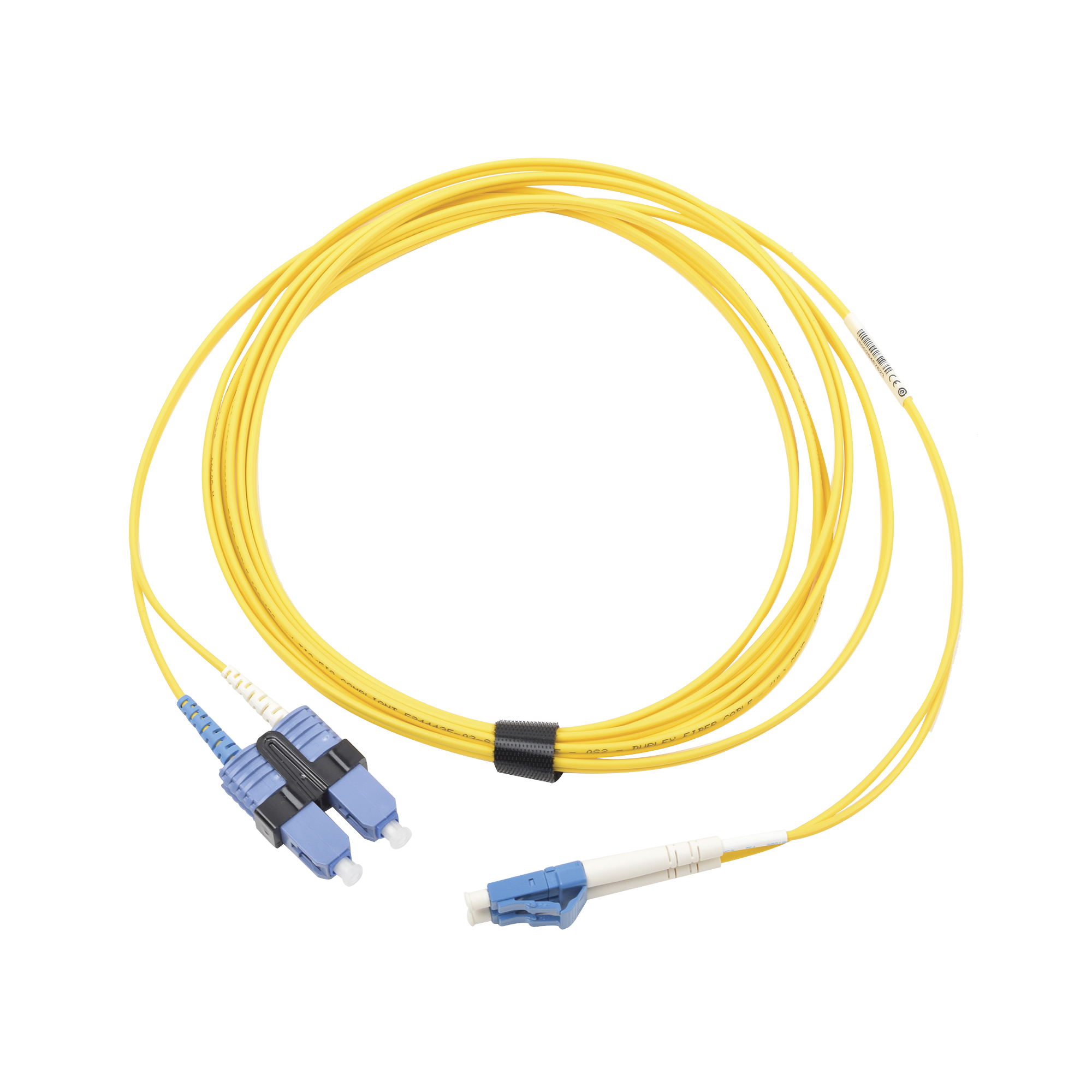 Jumper de Fibra Óptica Monomodo (OS2), XGLO, LC/UPC-SC/UPC Duplex, OFNR, Color Amarillo, 7 Metros