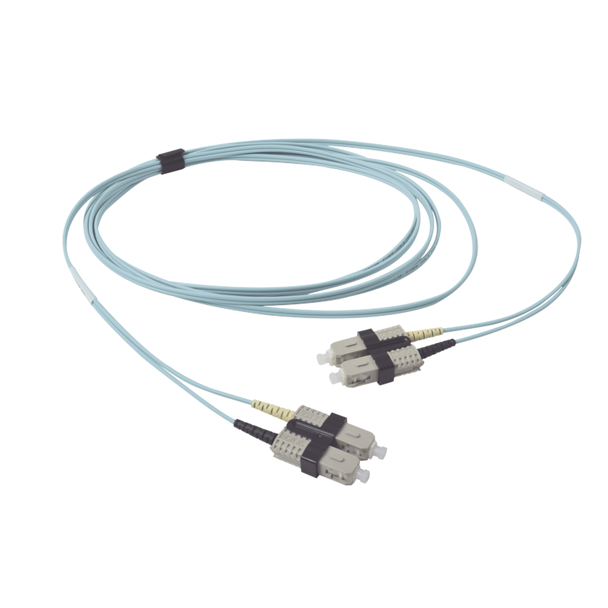 Jumper de Fibra Óptica Multimodo 50/125 OM3 XGLO, SC-SC Duplex, OFNR, Color Aqua, 2 Metros