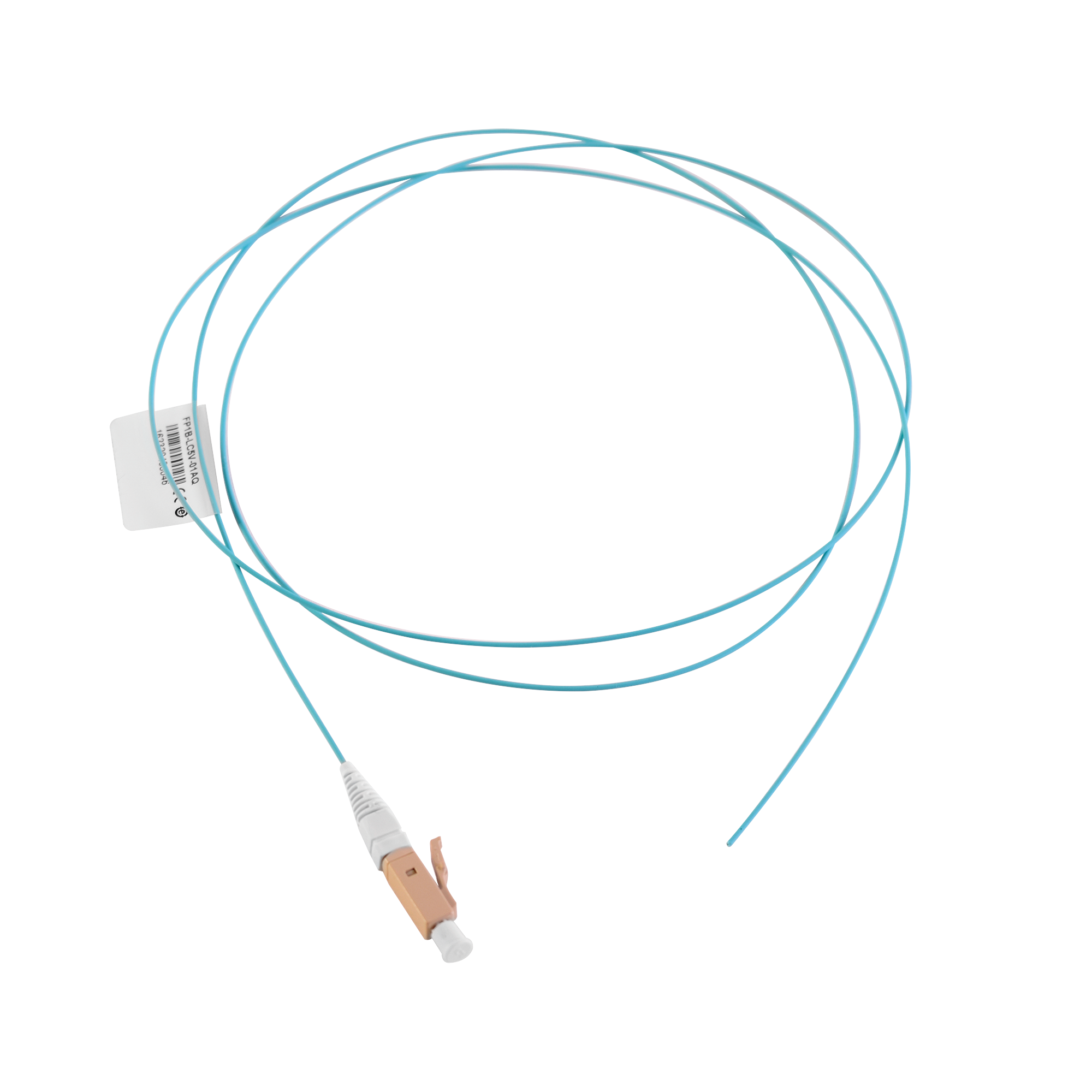 Pigtail de Fibra Óptica LC Simplex, Multimodo OM4 XGLO 50/125, OFNR, Color Aqua, 1 Metro