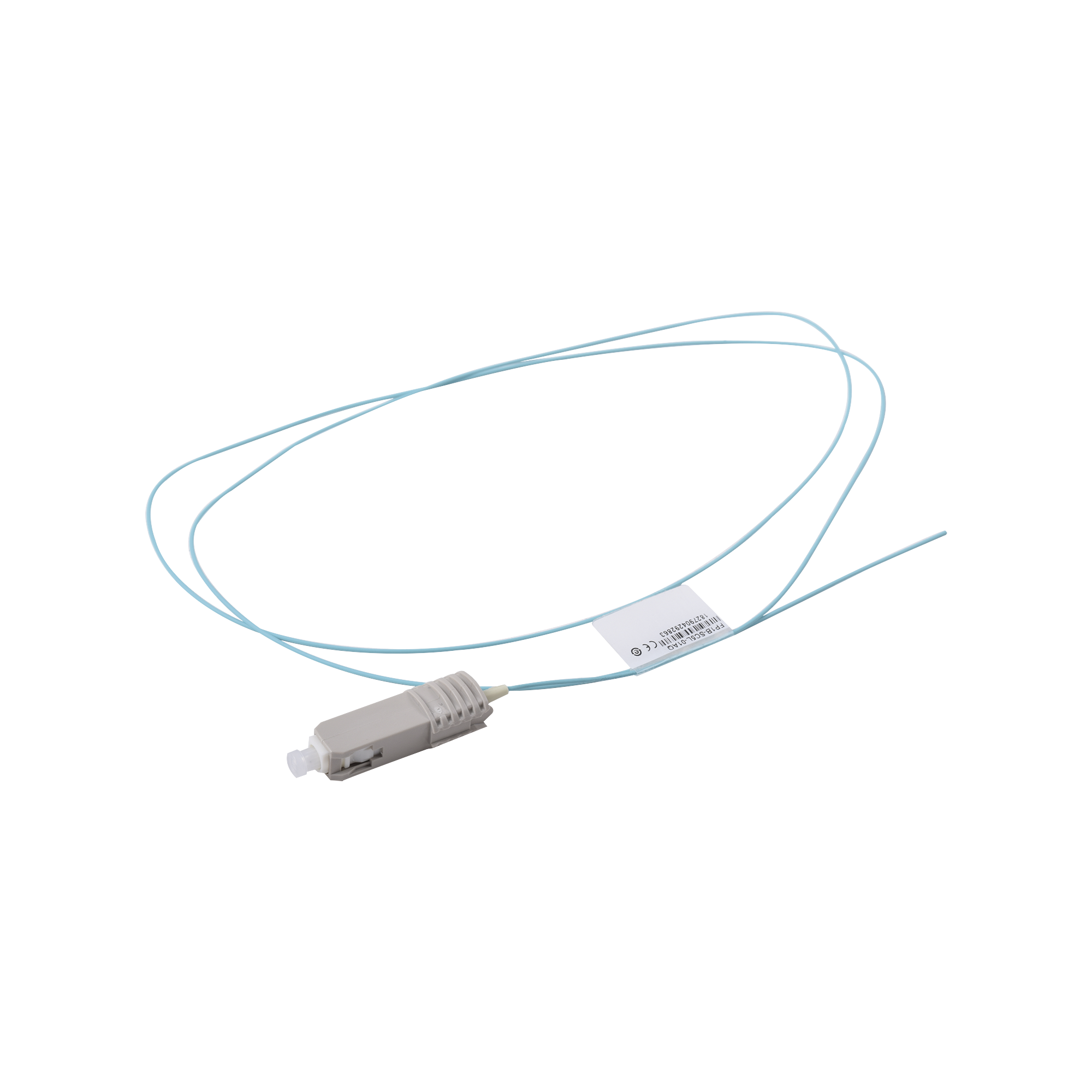 Pigtail de Fibra Óptica SC Simplex, Multimodo OM3 XGLO 50/125, OFNR, Color Aqua, 1 Metro