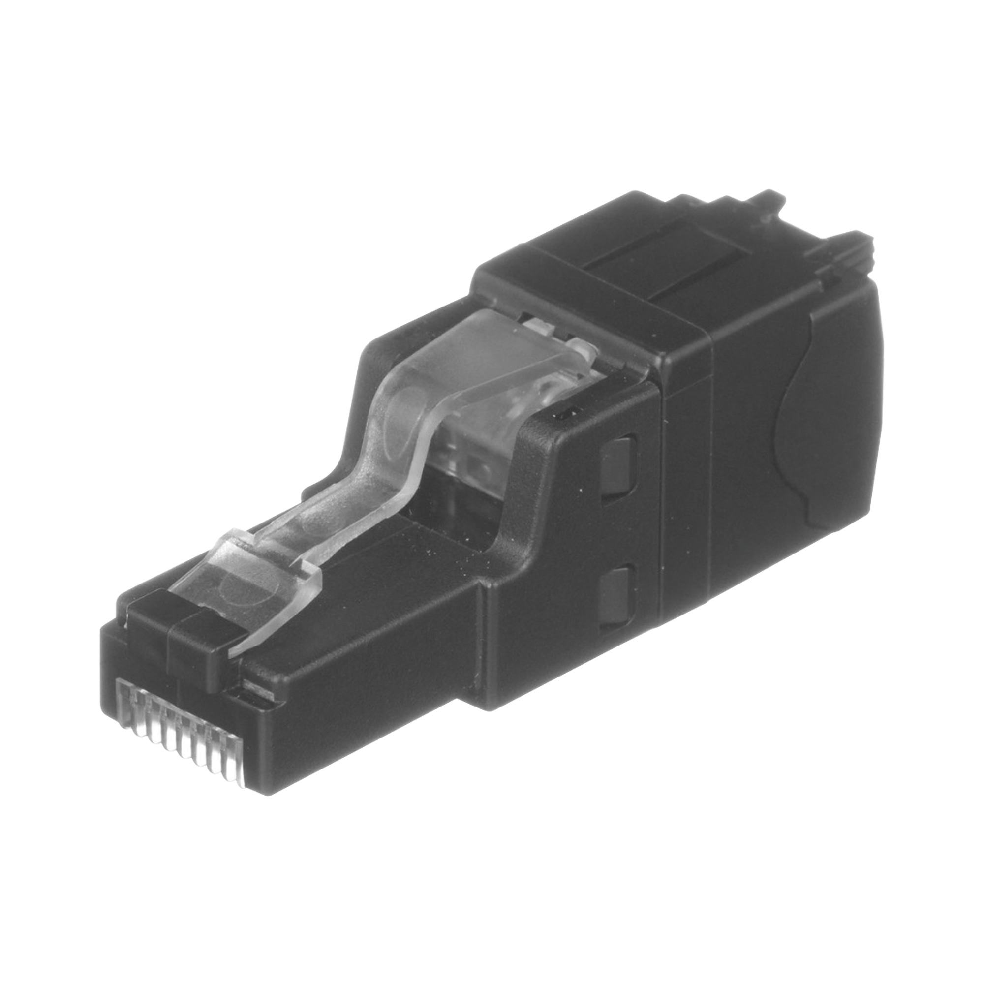 Plug RJ45 UTP, Instalación Recta, Terminación en Campo Certificable, Compatible con Cat5e, Cat6 y Cat6A, Color Negro