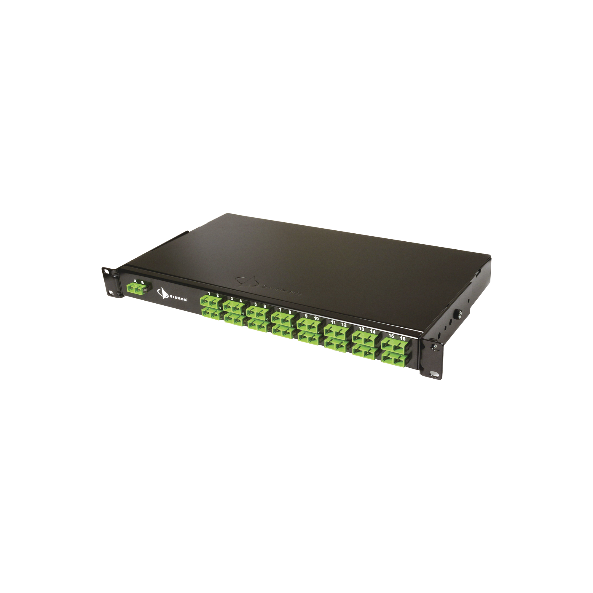Splitter PON tipo panel de 1X32, con conectores LCU de entrada y LCU de salida, 1UR, Color Negro