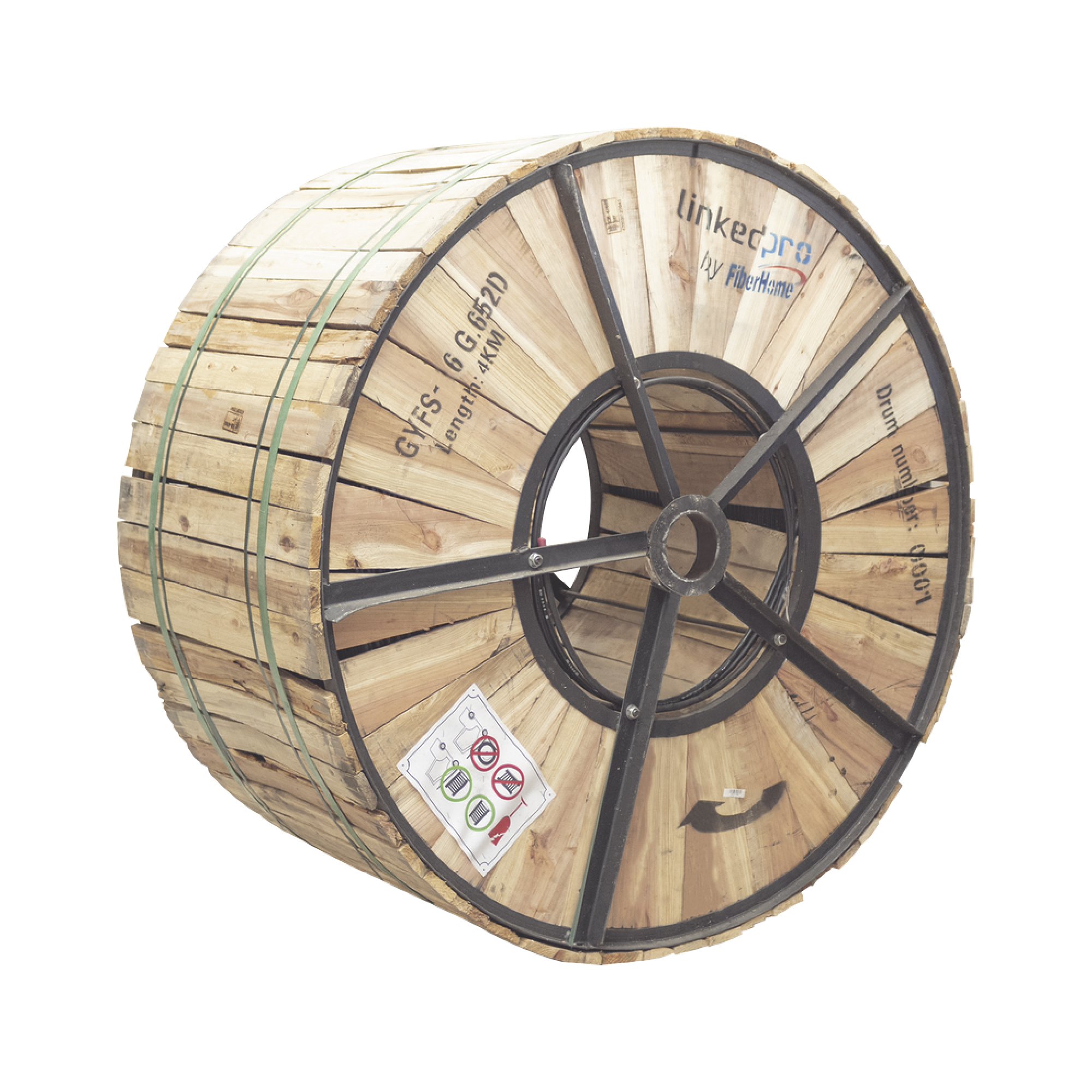 Carrete de 4 km de Fibra Óptica para Exterior G.652D, Armada, Monomodo de 6 Hilos, Loose Tube, Color Negro