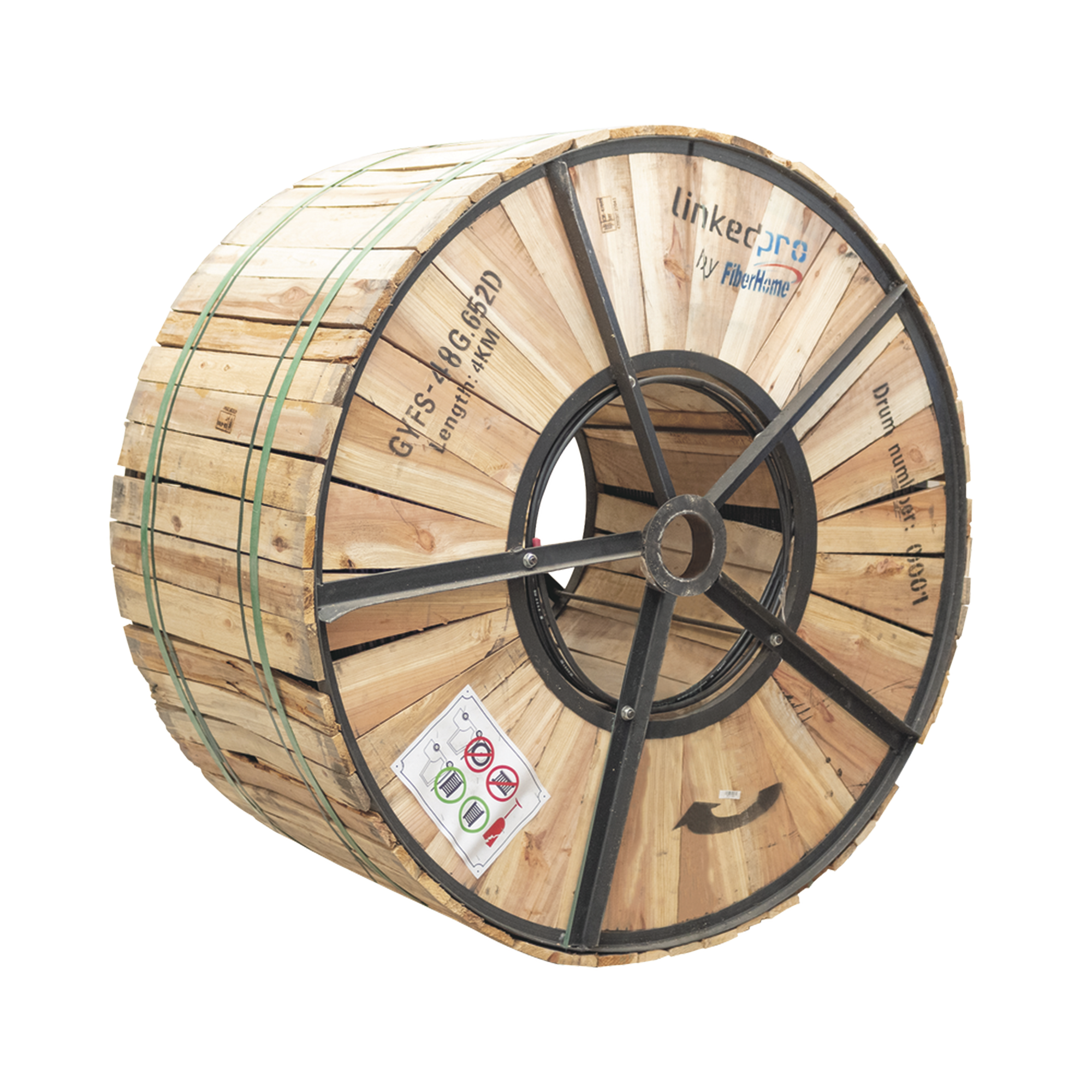 Carrete de 4 km de Fibra Óptica para Exterior G.652D, Armada, Monomodo de 48 Hilos, Loose Tube, Color Negro