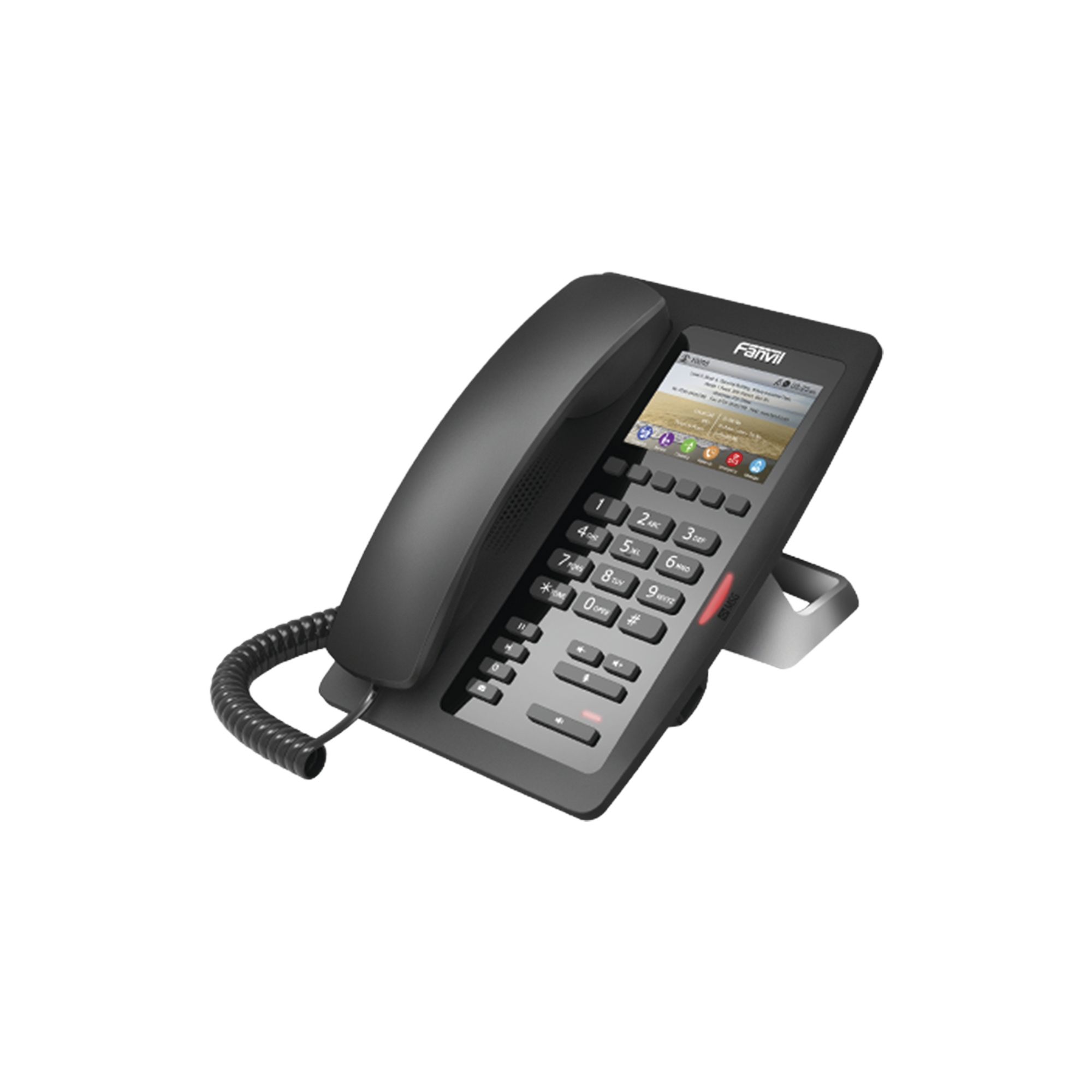 (H5 Color Negro) Teléfono IP Hotelero de gama alta, pantalla LCD de 3.5 pulgadas a color, 6 teclas programables para servicio rápido (Hotline), PoE
