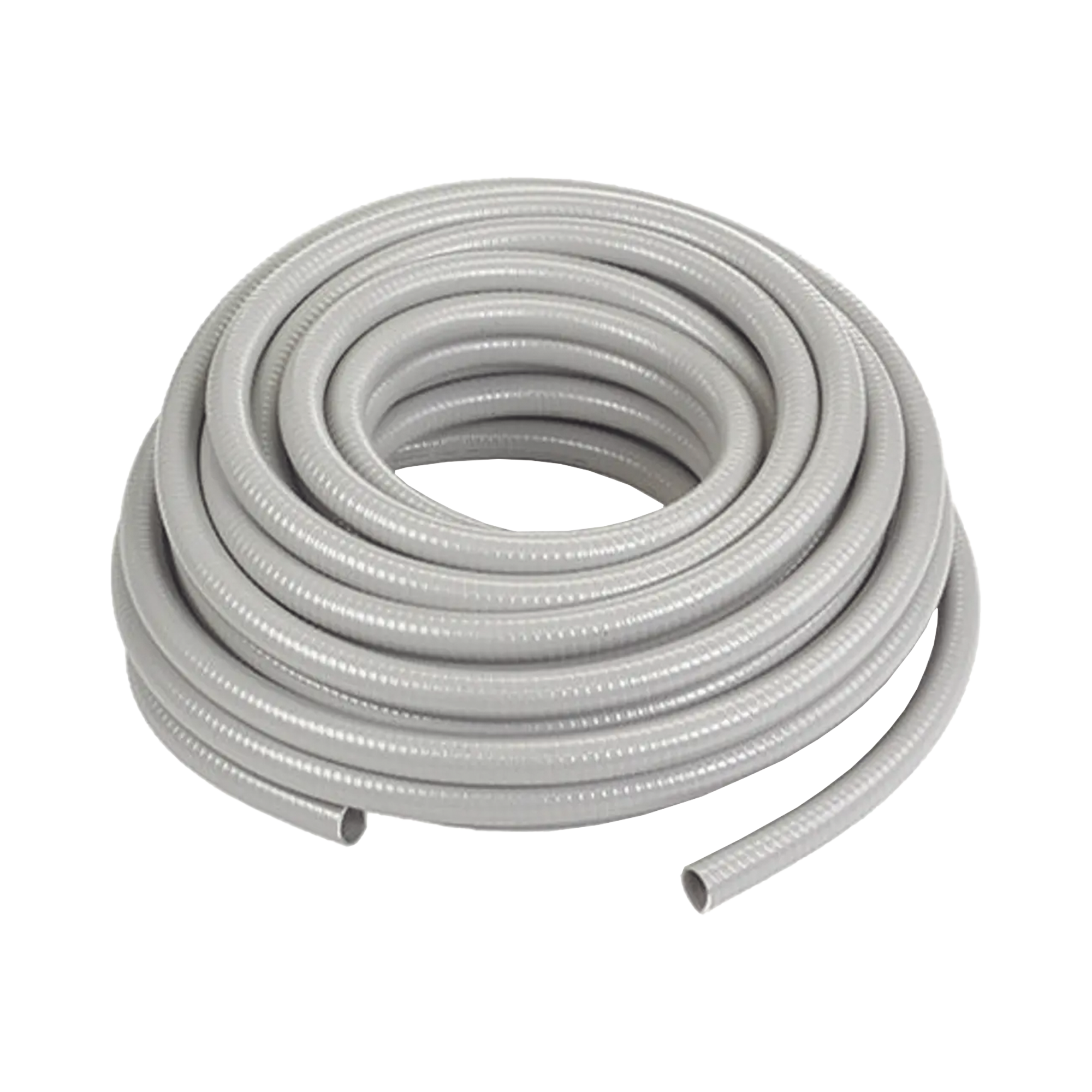 Manguera hermética tipo PolyTuff no metálica gris de 3/4", 100 pies. Uso comercial/industrial.