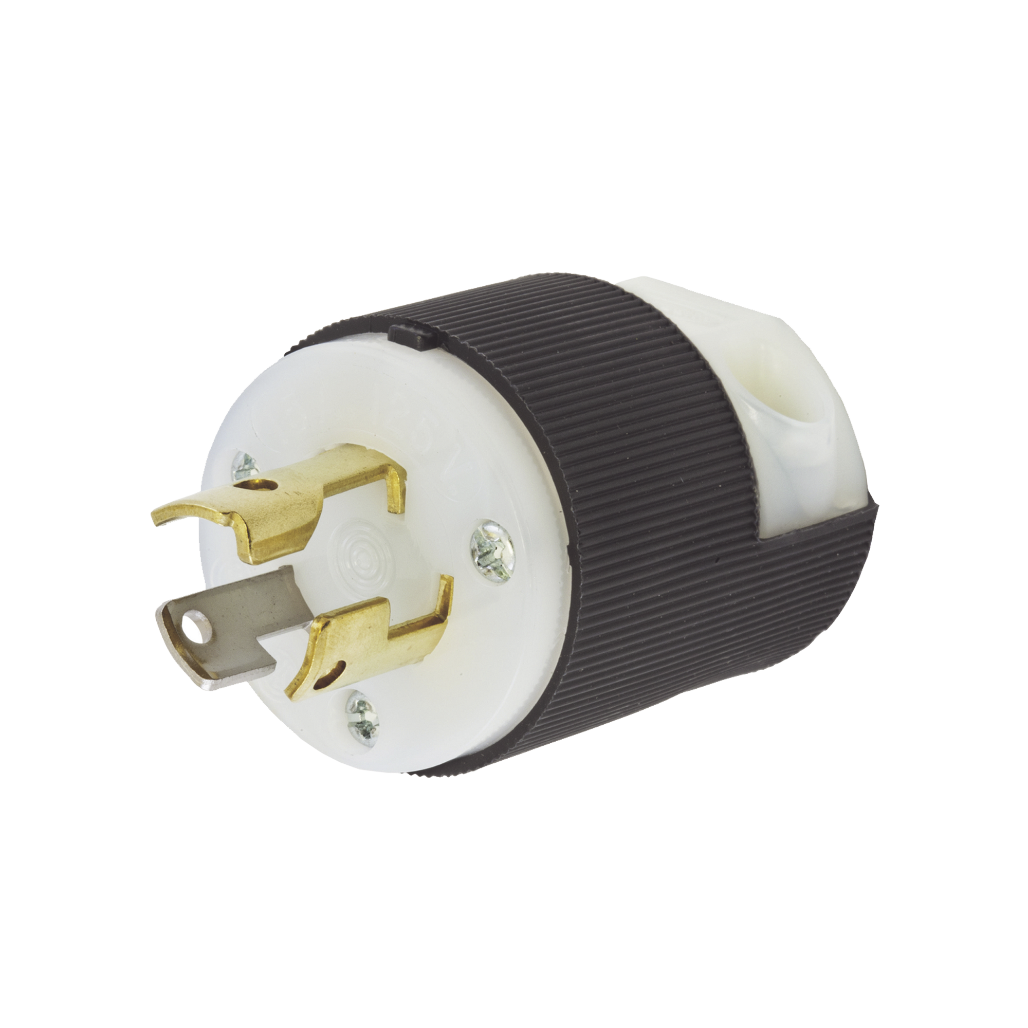 Clavija de Media Vuelta, 15 A 125 V CA 2 Polos 3 Hilos , Color Blanco y Negro, (Nema L5-15P).