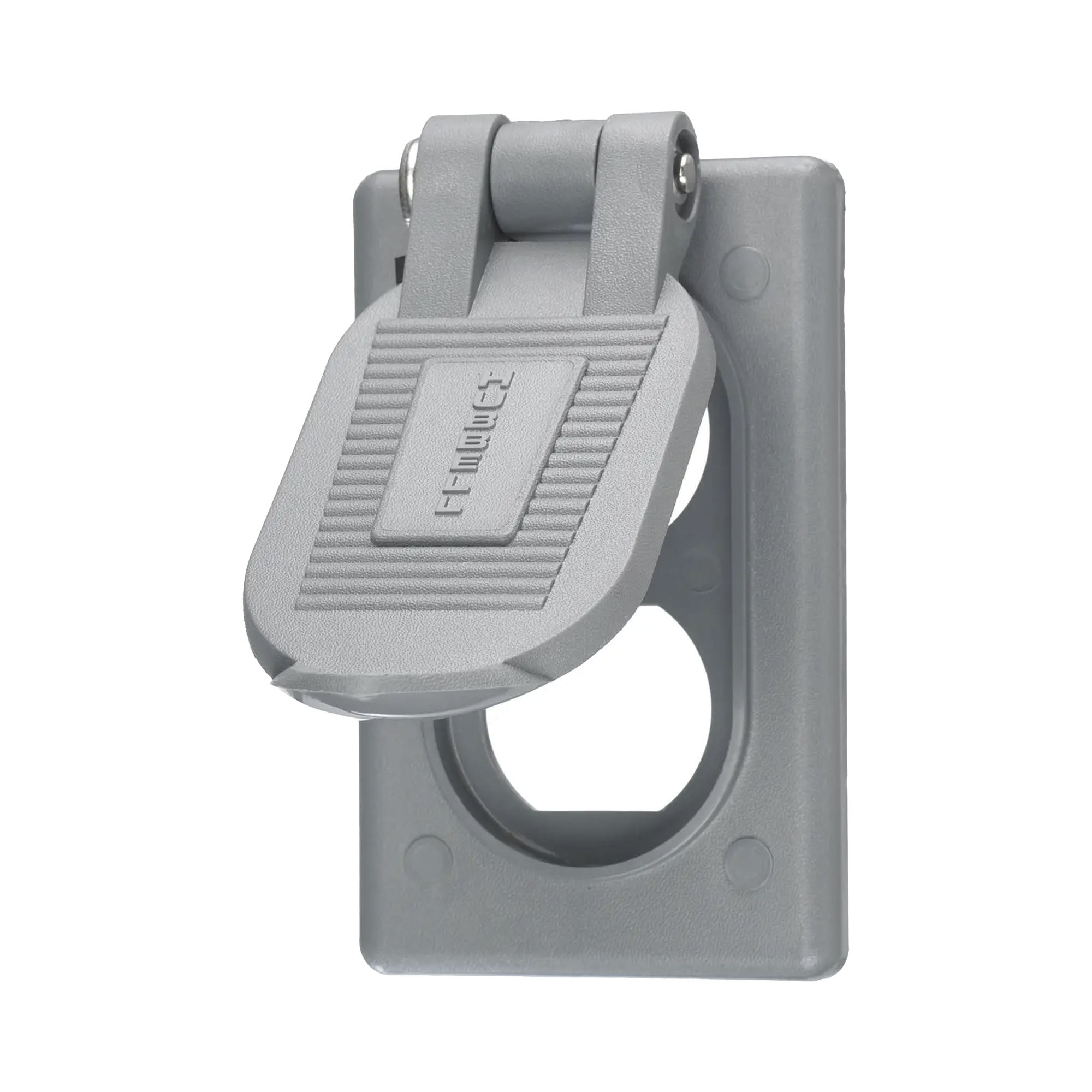 Tapa Resistente a Intemperie para Contacto Dúplex de Policarbonato Color Gris.