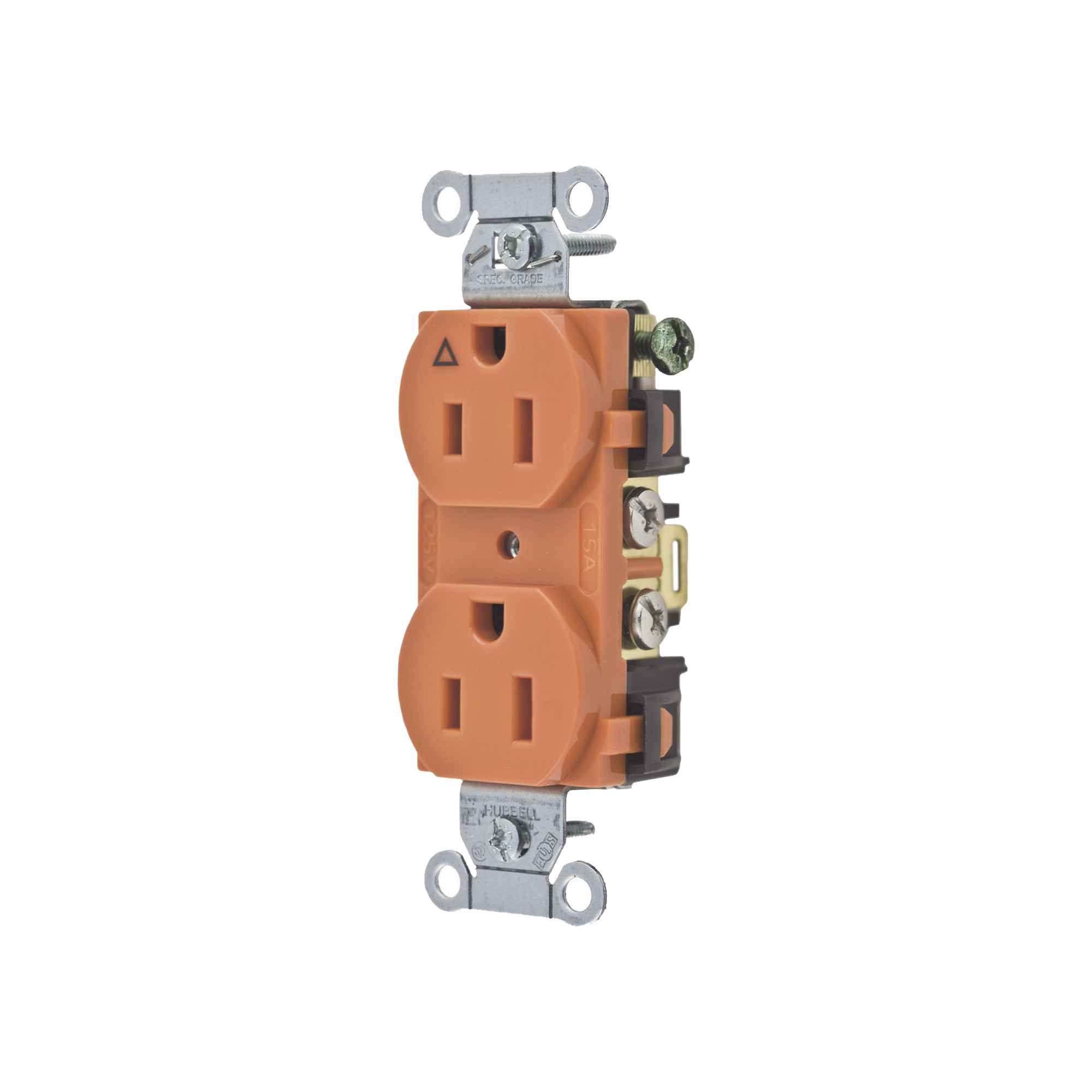 Contacto Dúplex 15A, 125V, 2 polos, 3 Hilos, Color naranja (Nema 5-15R).