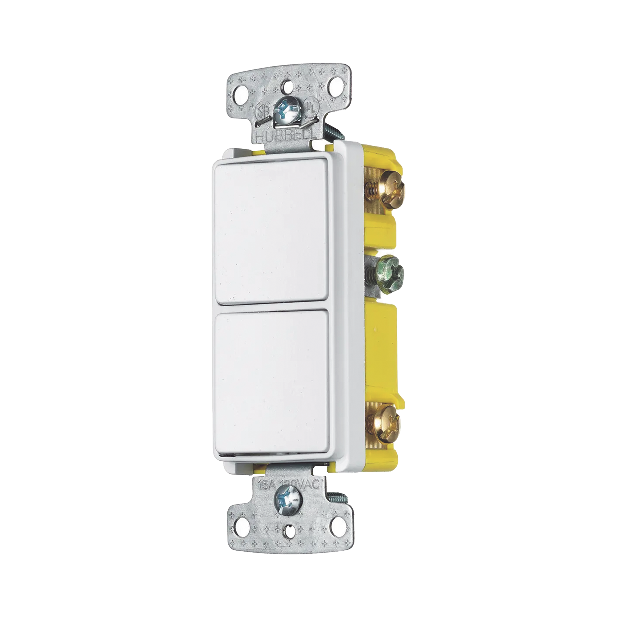 Interruptor Residencial 15 A 120-277 V, 1 Polo 3 Vías, Cableado lateral, Color Blanco.