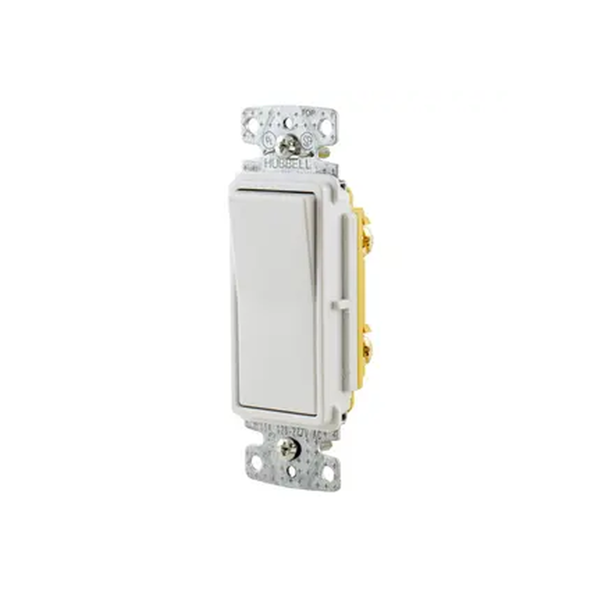 Interruptor Unipolar Residencial 15 A 120-277 V, Cableado Lateral y Trasero, Color Blanco.