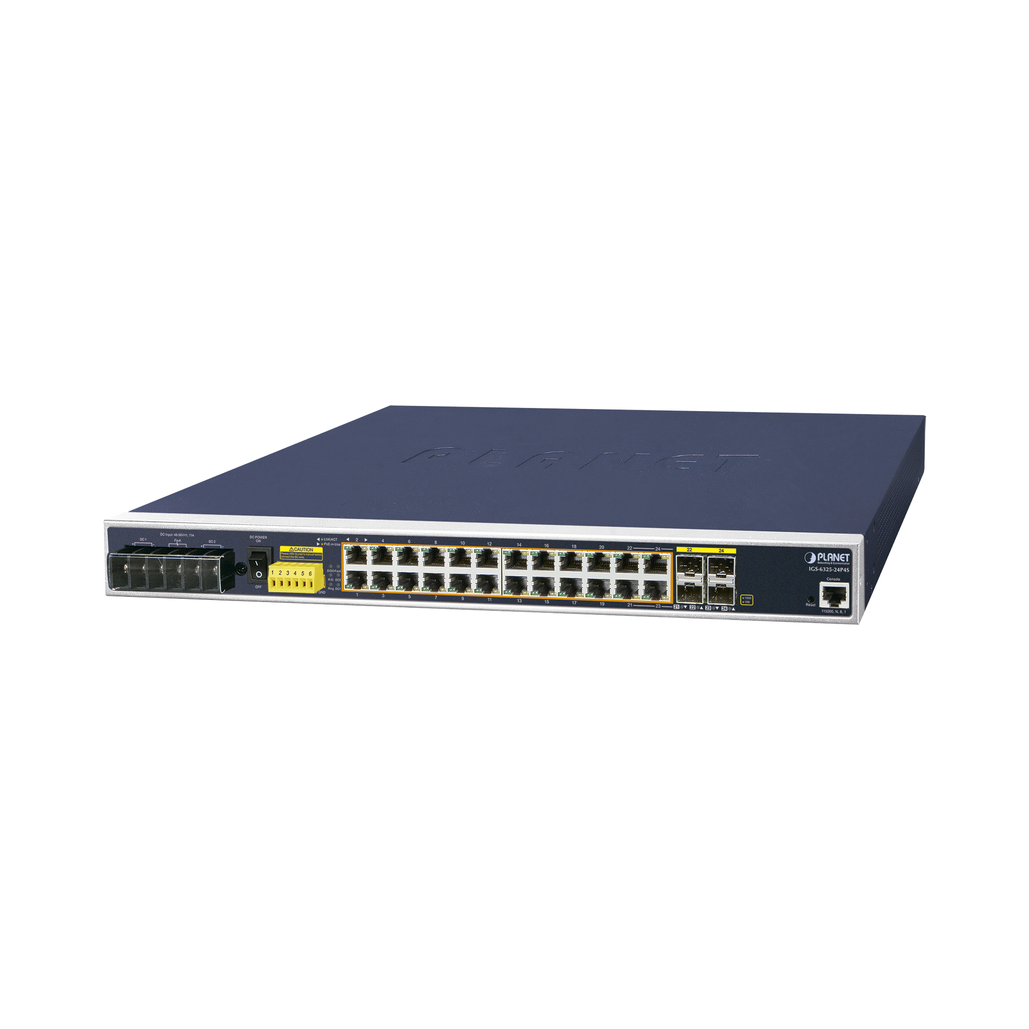Switch PoE Industrial Capa 3, Con 24 Puertos PoE Gigabit  802.3af/at, 4 Puertos SFP Compartidos 100 / 1000X, Soporta temperaturas extremas de -40 ~ 75°C