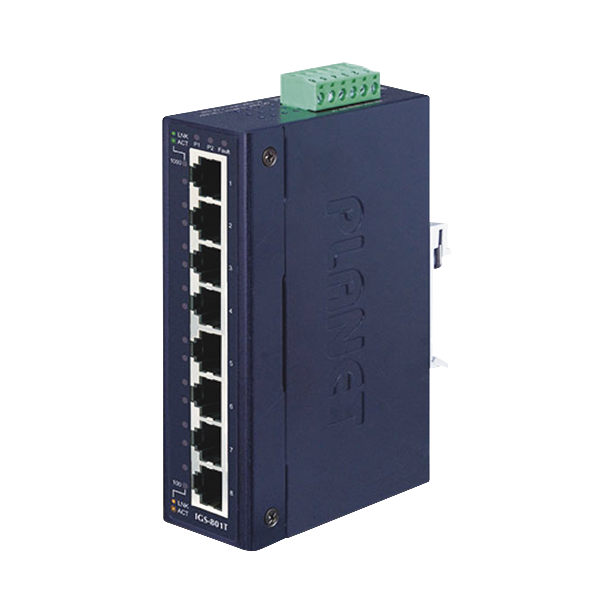 Switch Industrial de 8 Puertos Gibabit 10/100/1000T, Diseñado para Montaje en Pared y Riel DIN