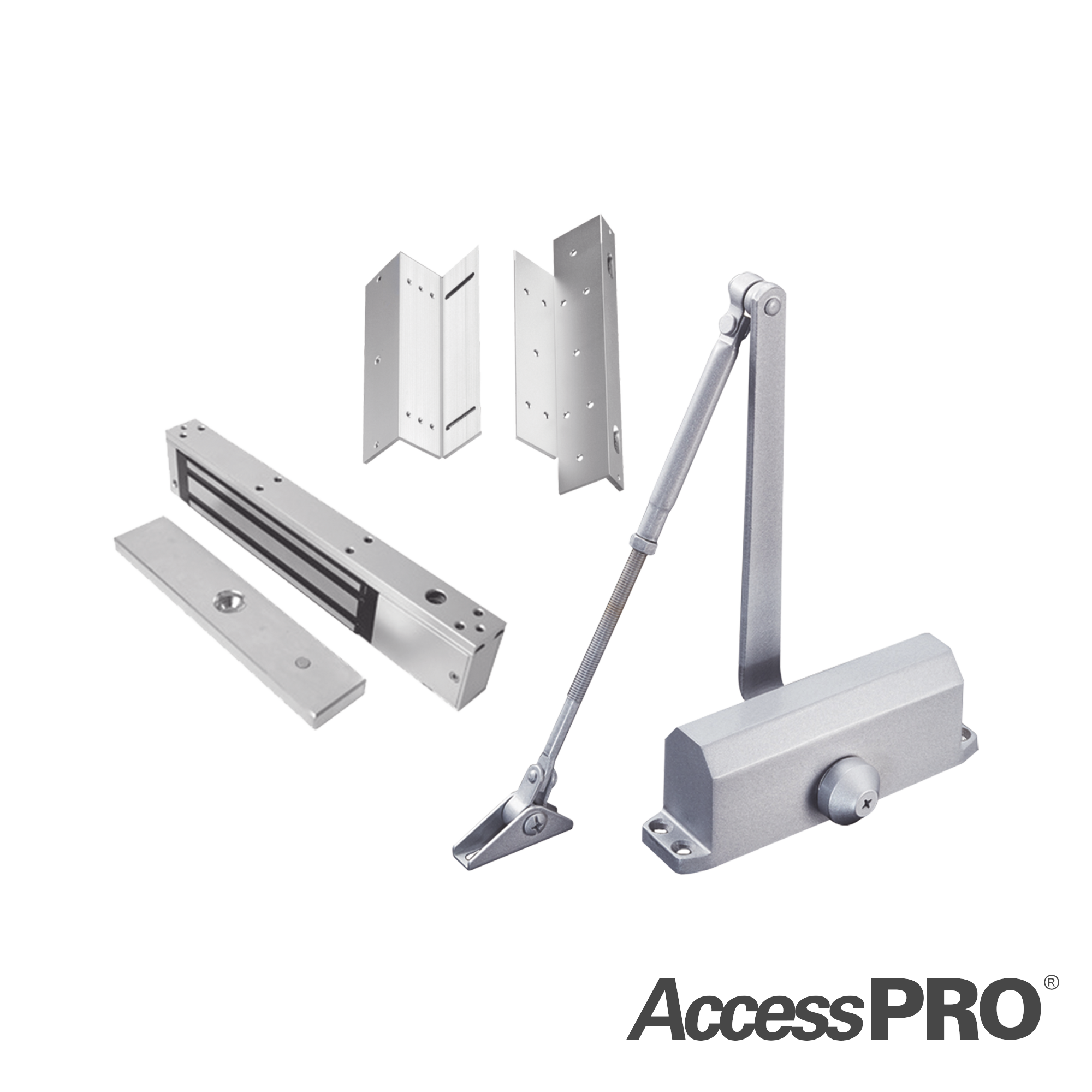 KIT INC CHAPA MAGNETICA DE 600LBS / MONTAJE TIPO Z Y L / CIERRA PUERTAS