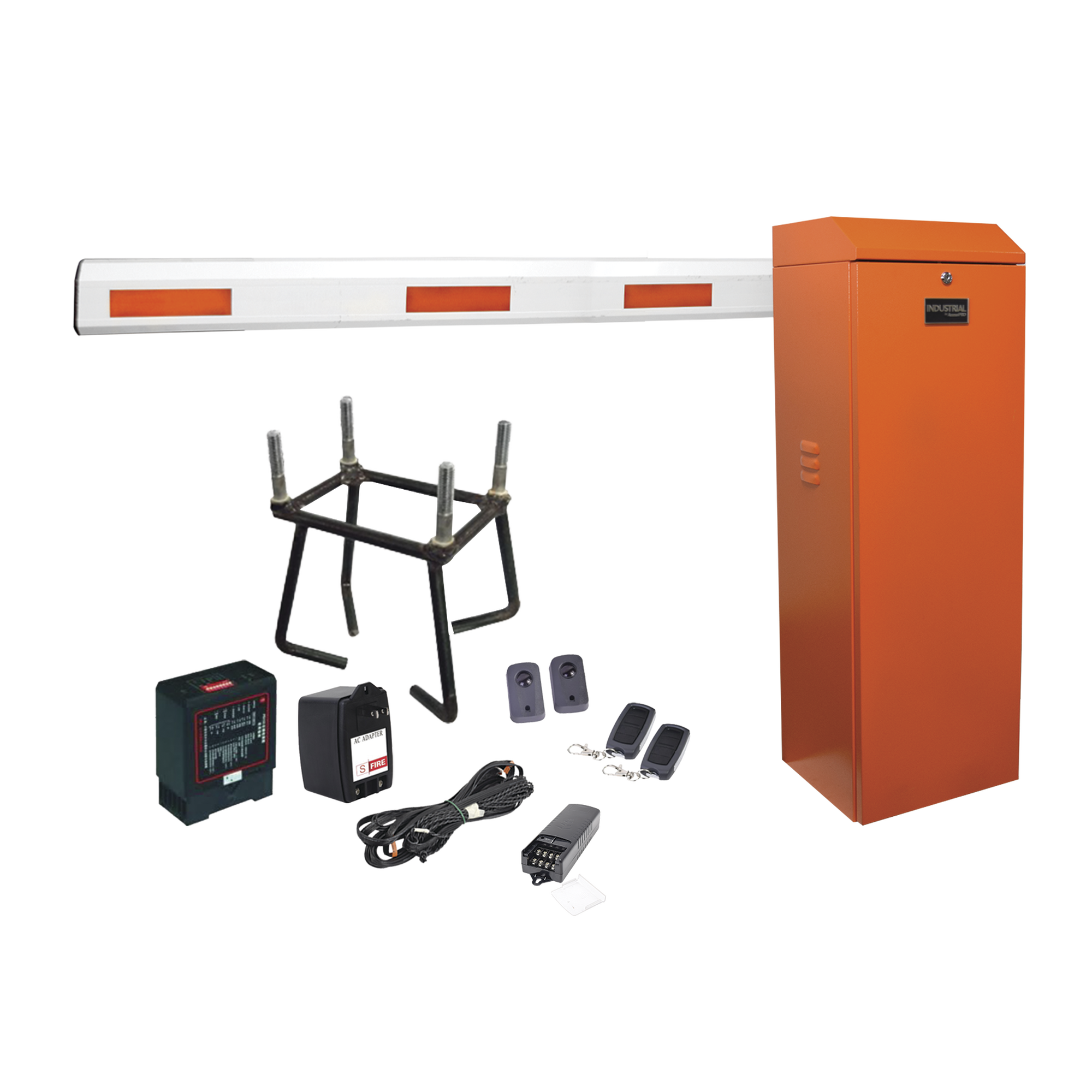 Kit COMPLETO Barrera Izquierda XBF naranja / 3M / Incluye sensor de masa, transformador, lazo, ancla, fotoceldas y 2 controles inalámbricos