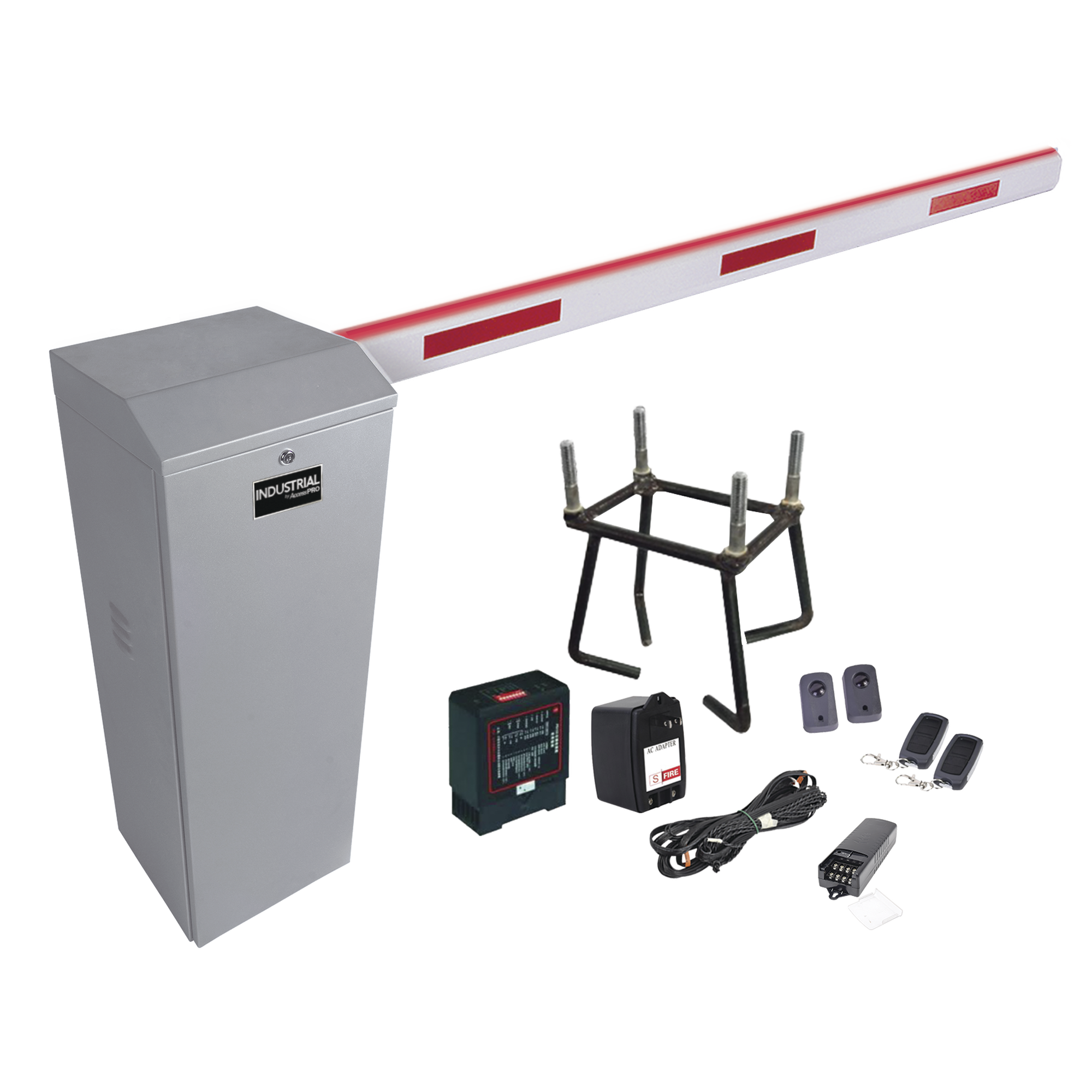 Kit COMPLETO Barrera Derecha XB / 5M / Inluminacion LED Rojo-Verde / Incluye Sensor de masa, Transformador, Lazo, Ancla, Fotoceldas 2 Controles Inalámbricos