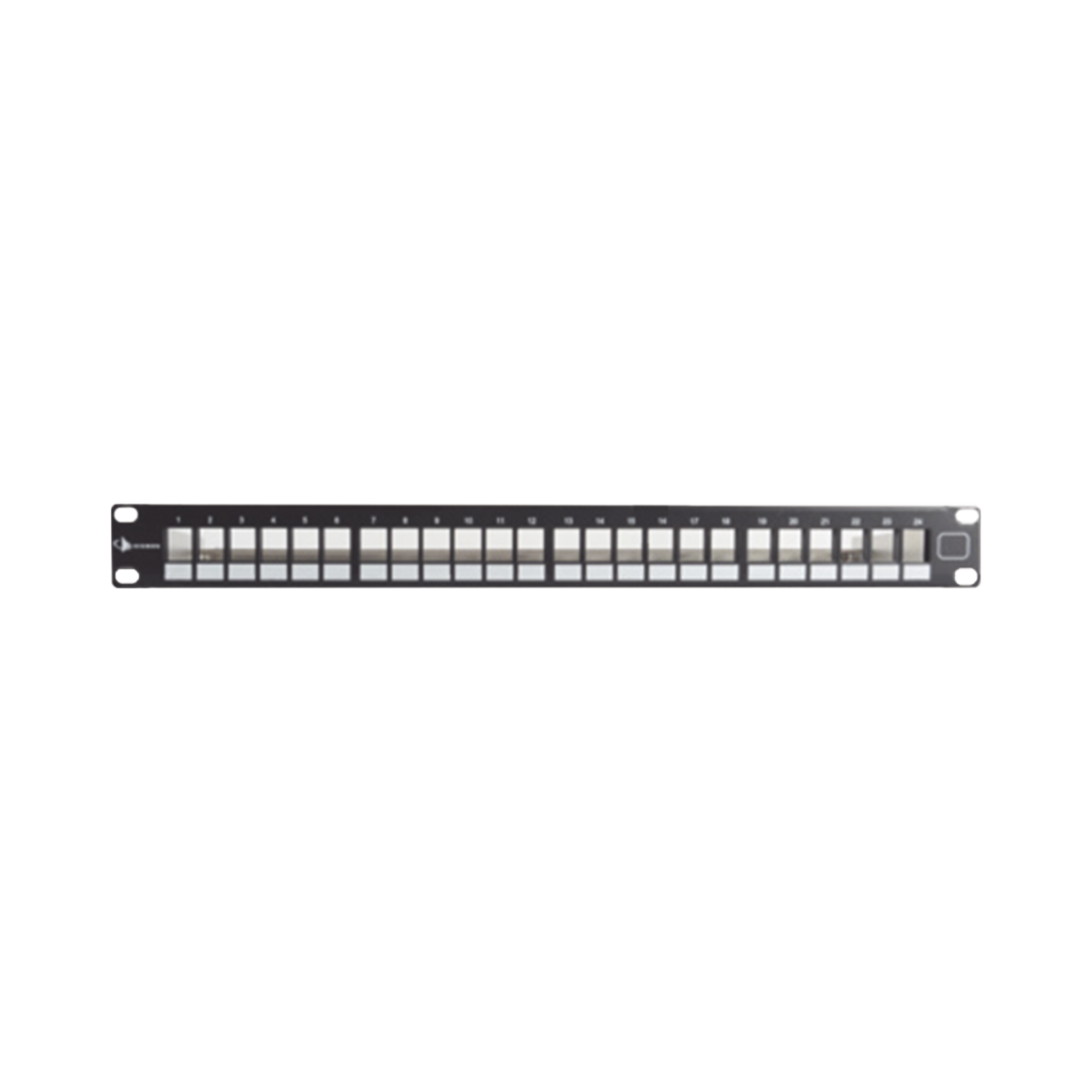 Patch Panel UTP Keystone de 24 puertos Modular , Plano, 1UR, compatible con Jacks Keystone UTP Z-MAX® y MAX®