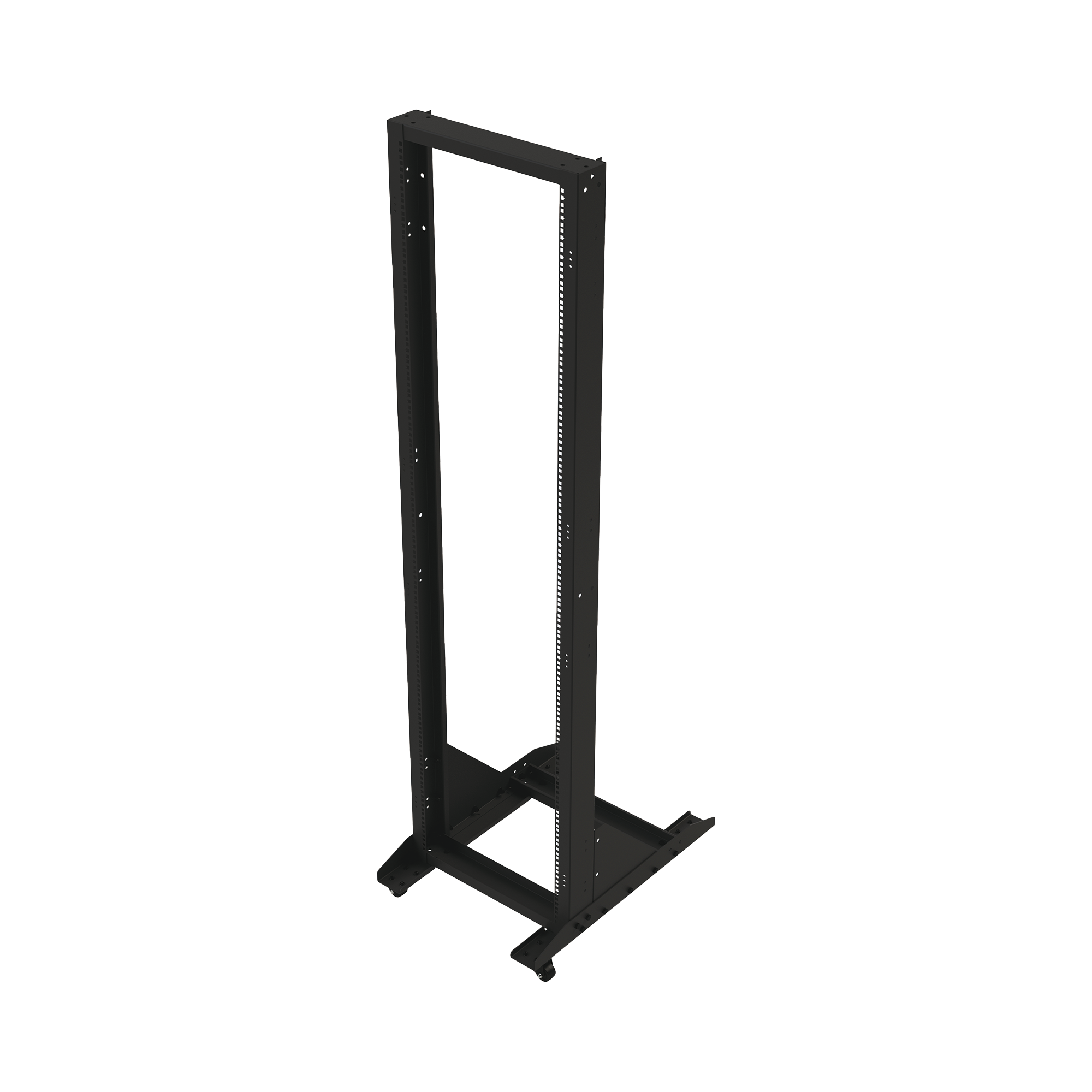 Rack Móvil de Acero de 2 Postes, 45 UR, Incluye 4 Ruedas Uso Rudo.