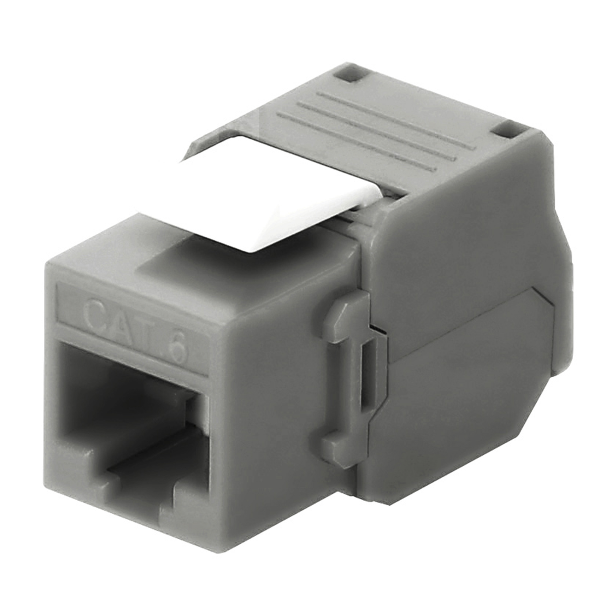 Módulo Jack Keystone Cat6 (toolless), con terminación en ángulo 180 º Color Gris, Compatible con Faceplate y Patchpanel Linkedpro