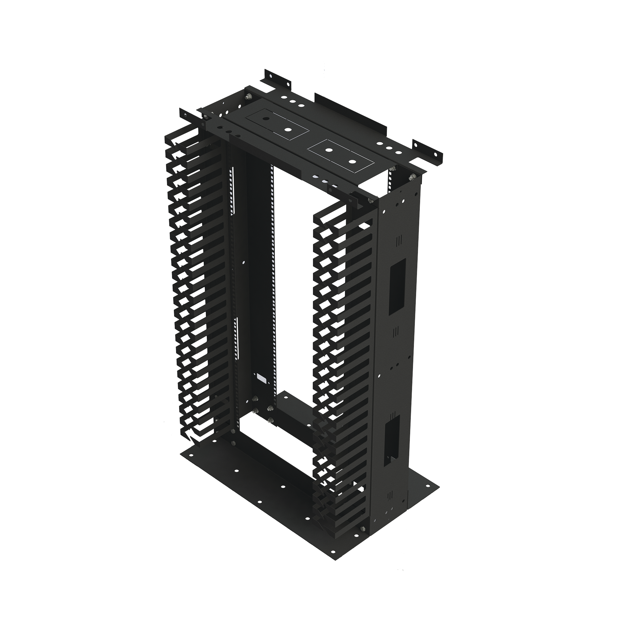 Rack de Acero de 4ft x 19in, 24UR con Organizadores Verticales Y Guía Superior para Cableado.