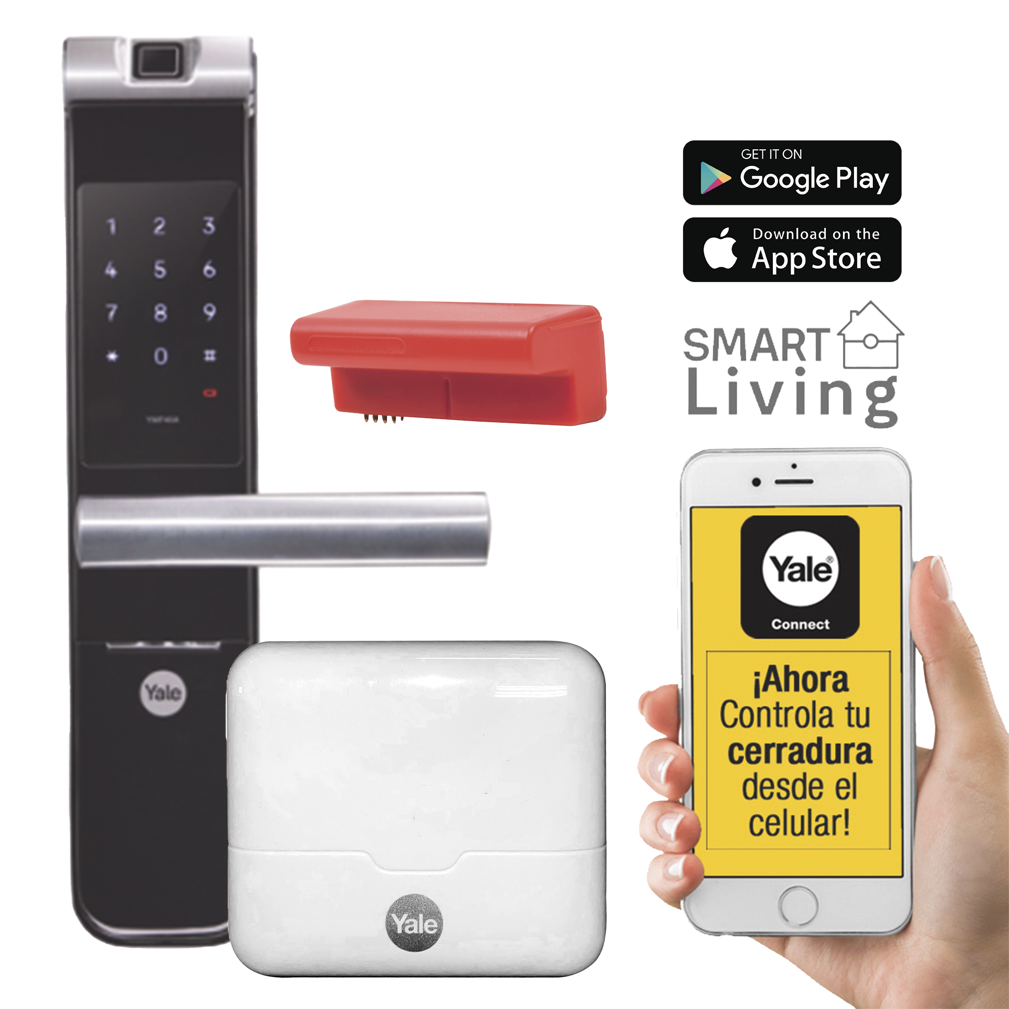 Kit de Hub con Cerradura con manija YMF40A: Código, Biometria y apertura SMARTPHONE en cualquier parte el Mundo