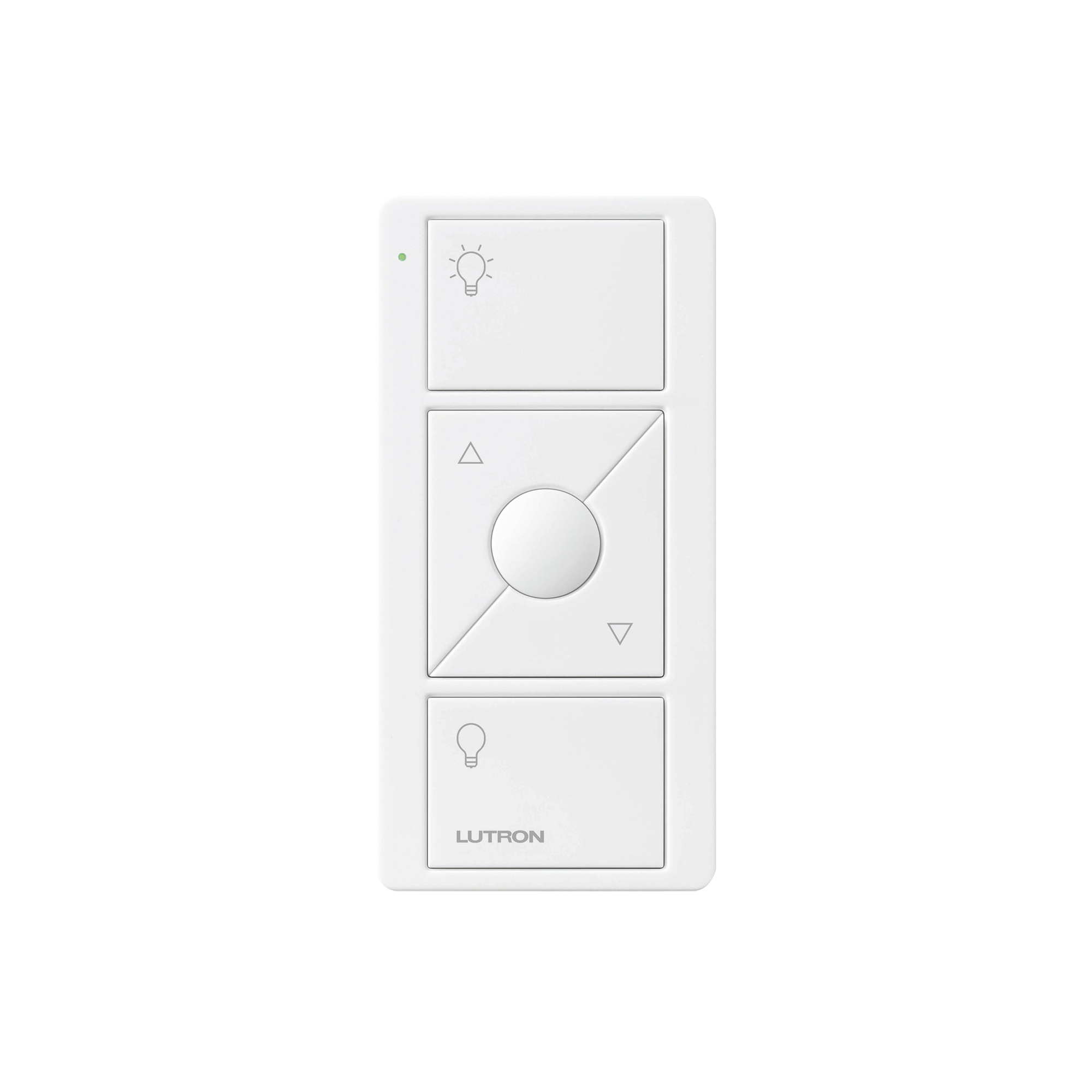 Control remoto PICO 3 botones encender/apagar, subir/bajar intensidad, color blanco, complemente con un atenuador Caseta, RA2, RadioRa2.