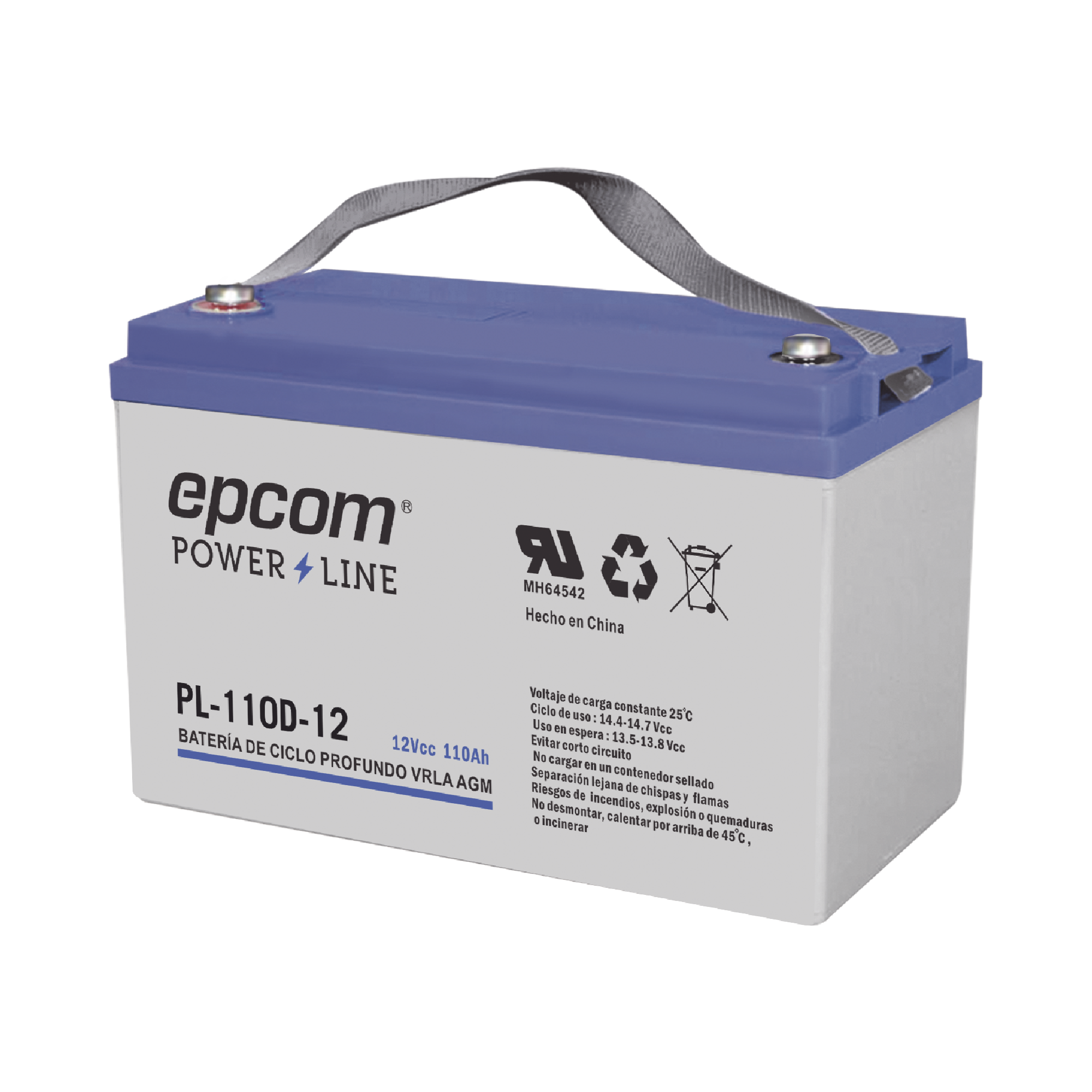 Acumulador EPCOM 12Vcd 110Ah Tecnología VRLA AGM Ciclo Profundo para Aplicaciones Fotovoltaicas