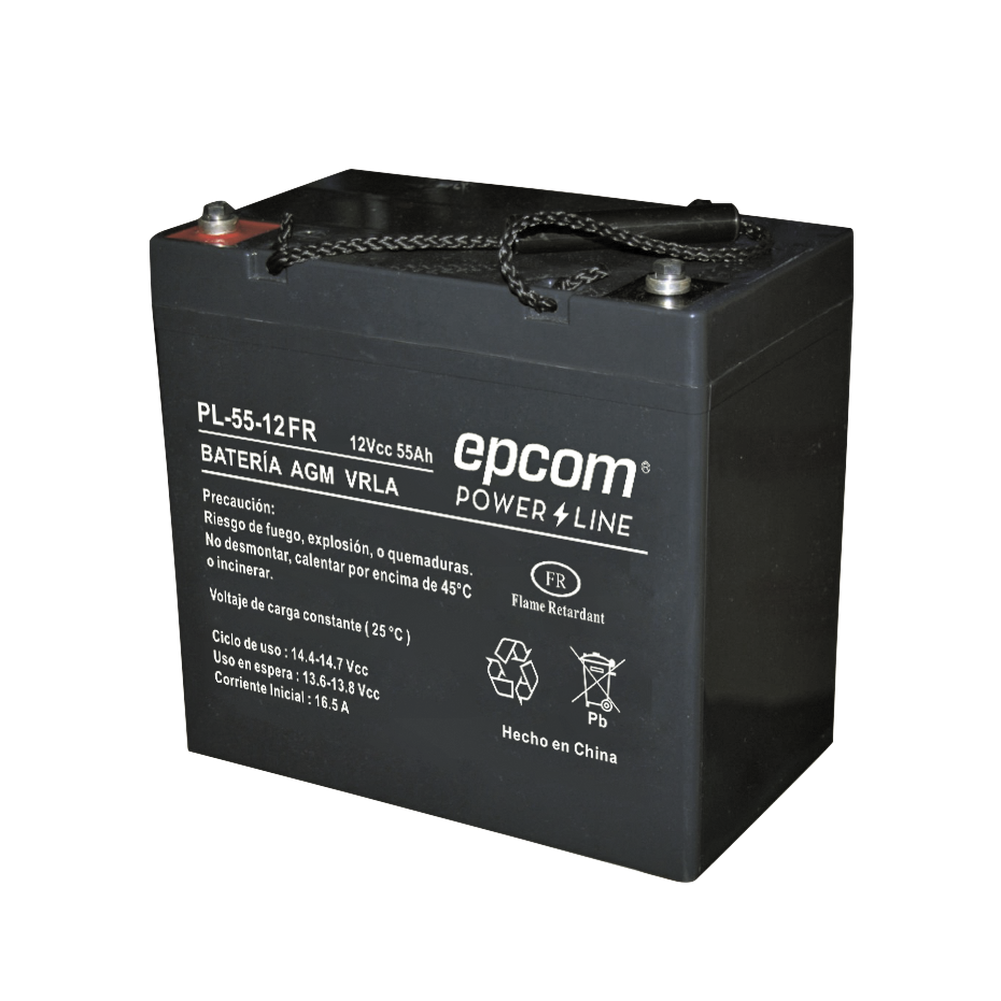 Batería de ciclo profundo AGM/VRLA 12 Vcc; 55 Ah, UL, CON RETARDO A LA FLAMA