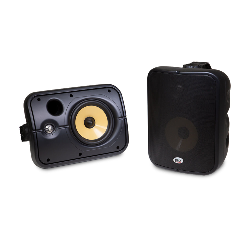 PSB CS1000 Altavoz de gabinete para interior y exterior, Dos vías Woofer 6½” Tweeter 1” 150W soporte para montaje vertical y horizontal, color Negro