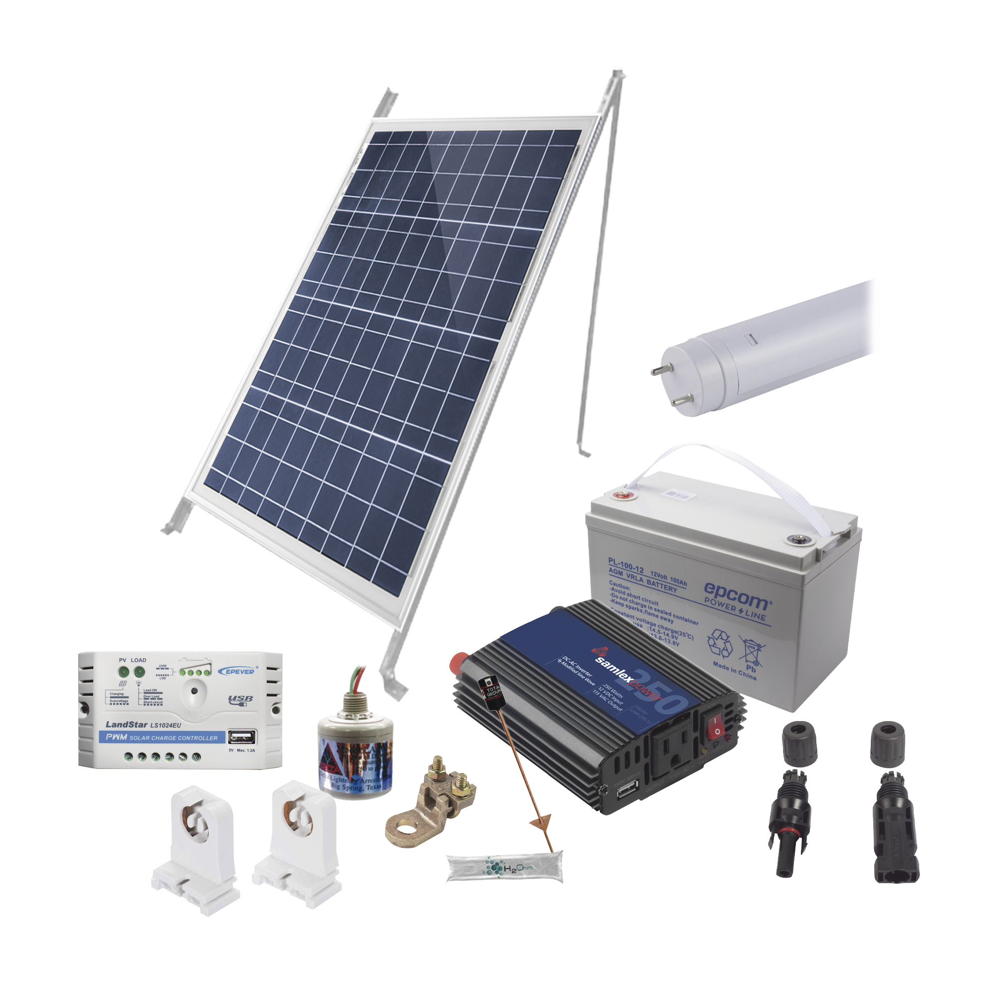 Kit Solar Para Iluminación Básica en Zonas Rurales, 1 Tubo Led