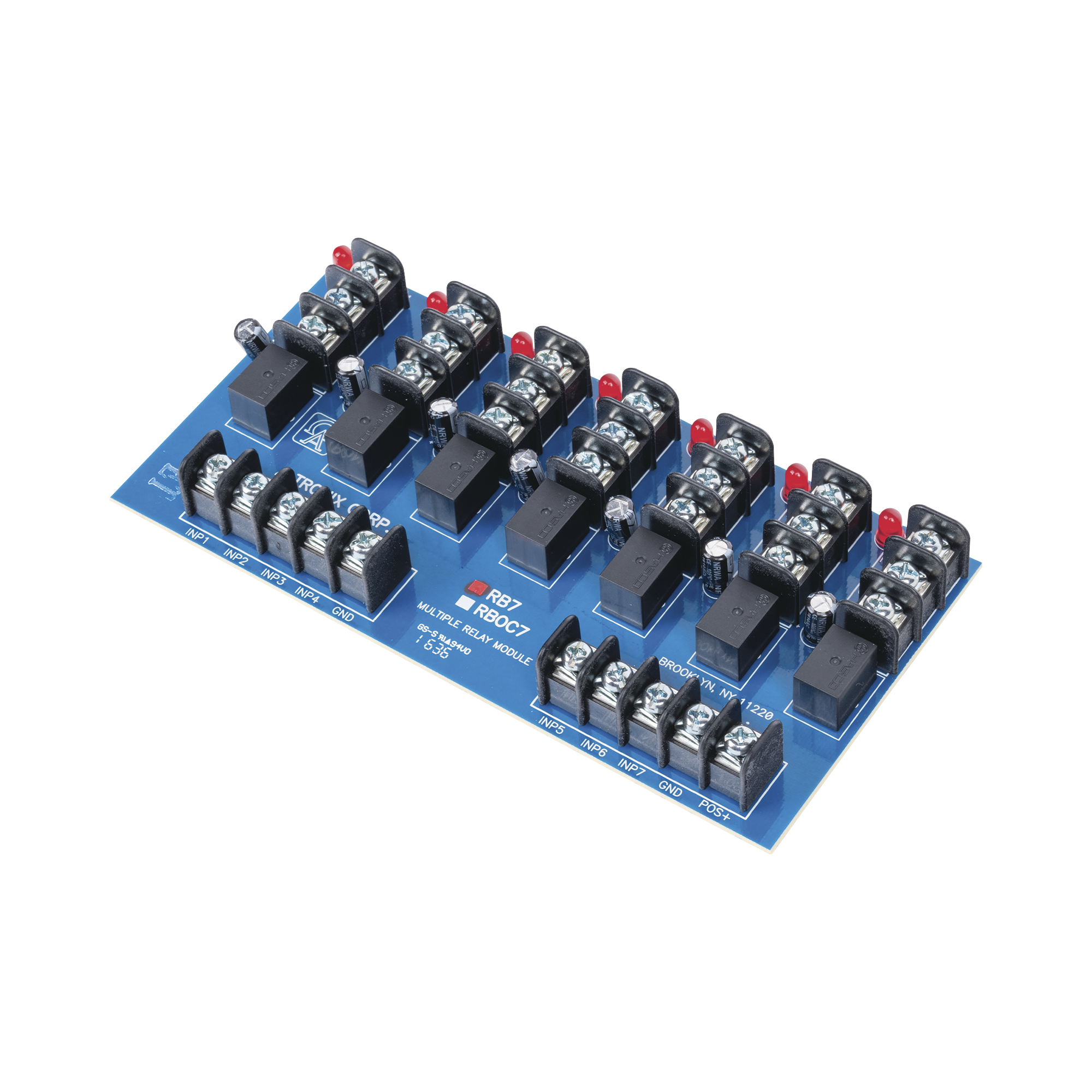 Módulo de 7 Relevadores y/o 7 triggers independientes, ultra sensible, con voltaje de entrada de 12 o 24 Vcd