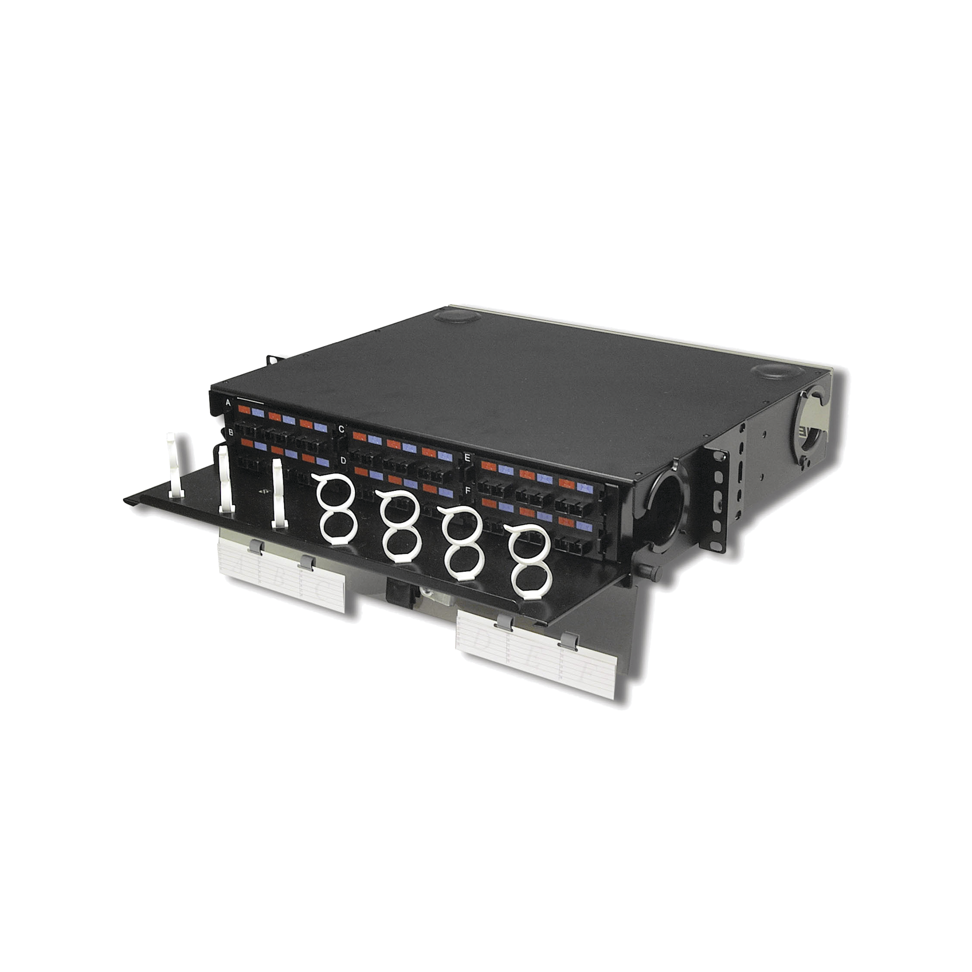 Panel de Conexión de Fibra Óptica (RIC3) Para Rack de 19in, Acepta 6 Placas Quick Pack, Hasta 144 Fibras, 2 UR