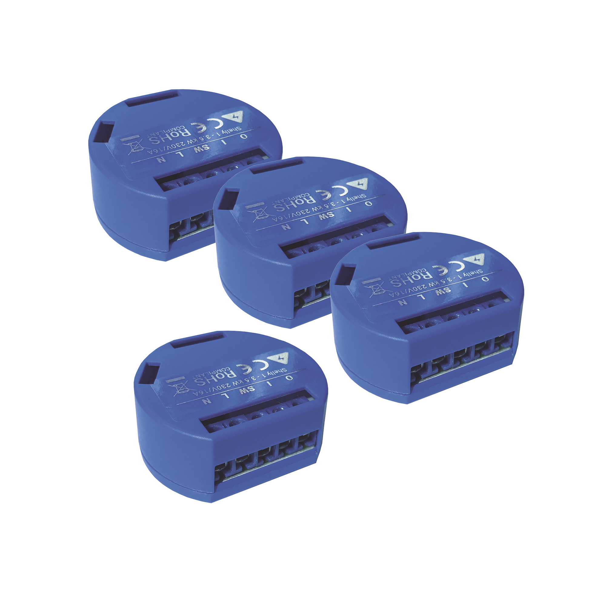 Kit de 4 / Relevador / Interruptor WIFI INDUSTRIAL Industrial y residencial inteligente / Hasta 16A / Soporta Google /Alexa / Nube P2P y control Local /