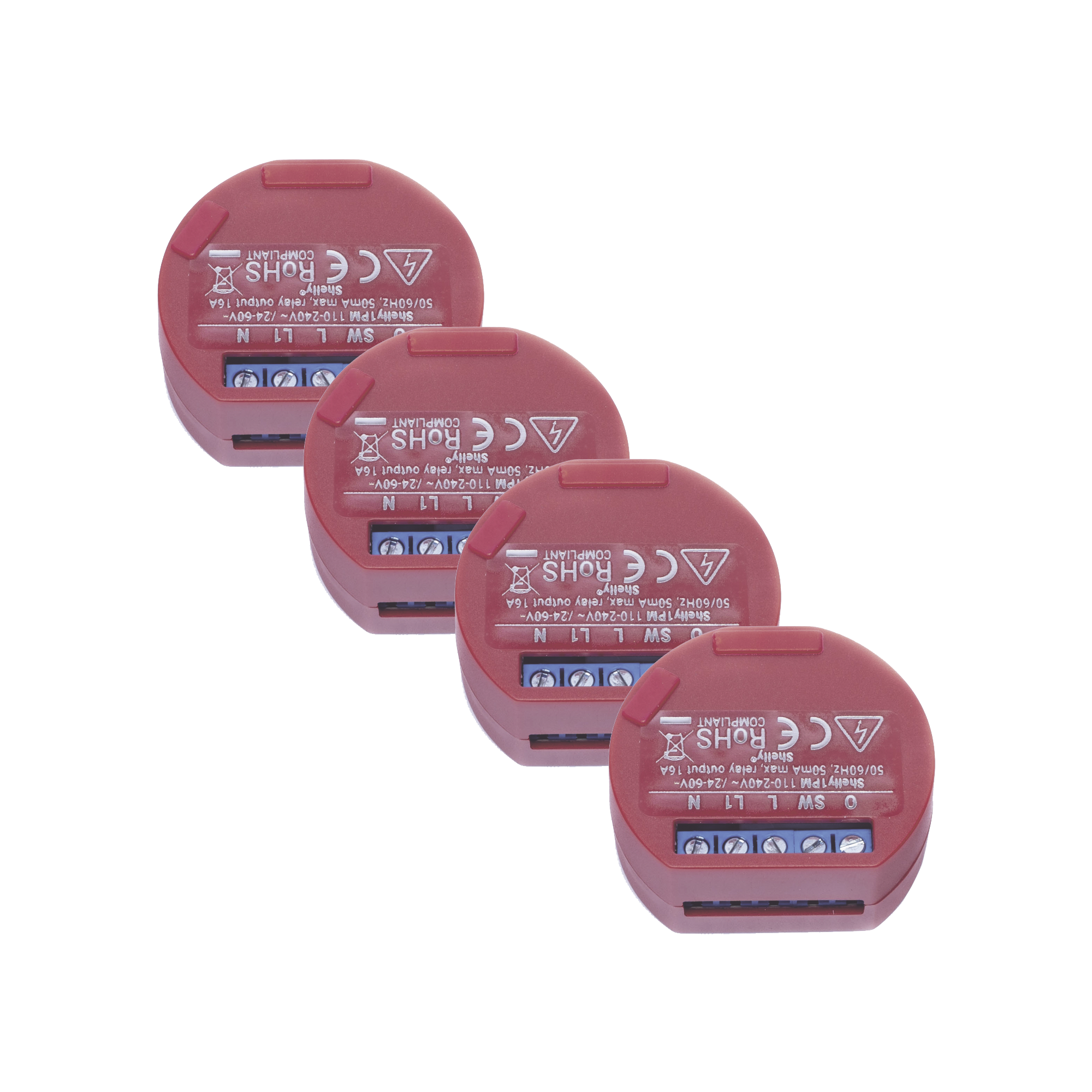 Kit de 4 / Relevador / Interruptor WIFI / Industrial y residencial Inteligente / Medidor de consumo / 16A / Soporta Google / Alexa / Nube P2P y control local / ideal para iluminacion